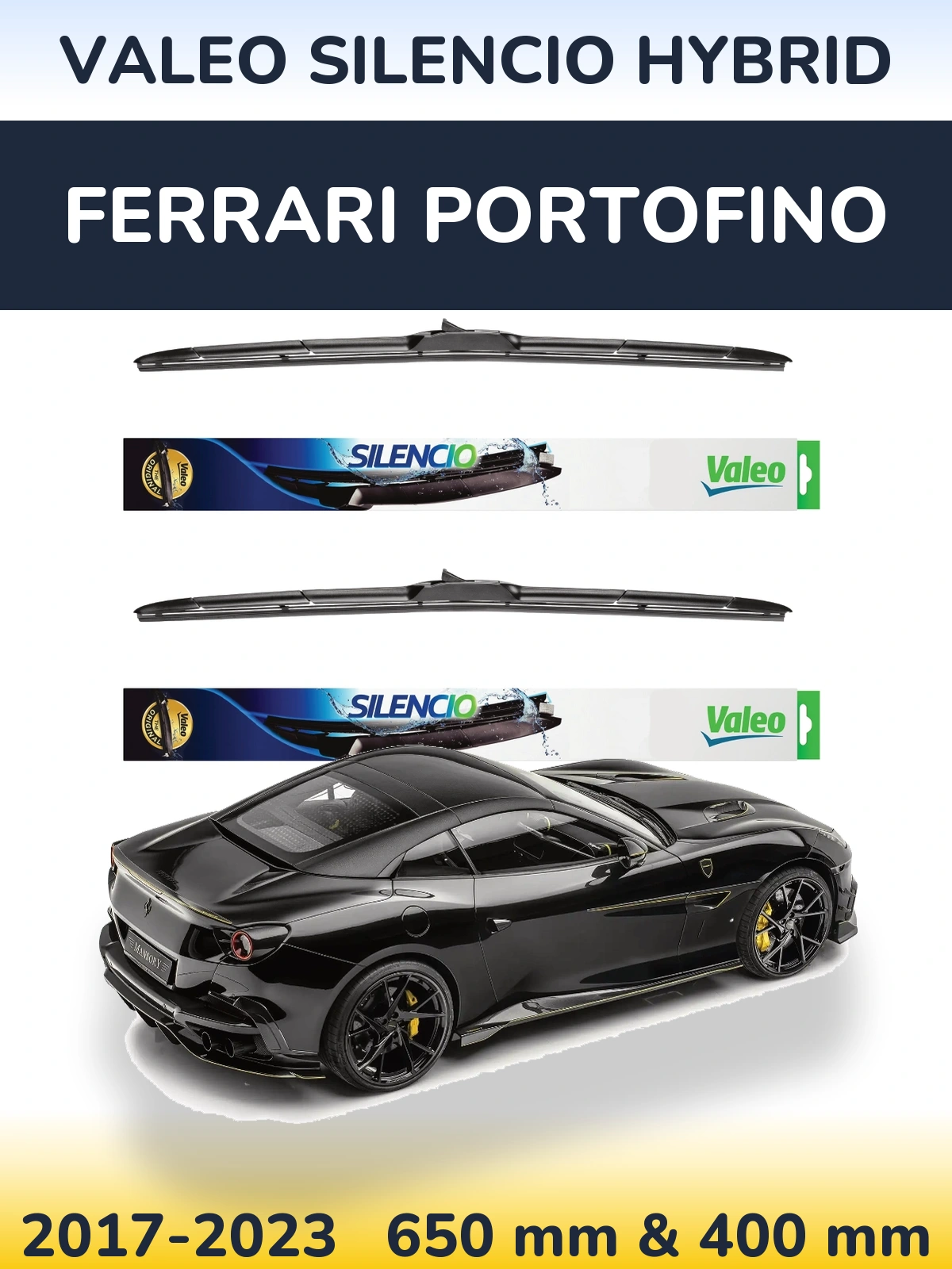Комплект передніх щіток Valeo Silencio Hybrid 650 & 400 мм для Ferrari Portofino 2017-2023