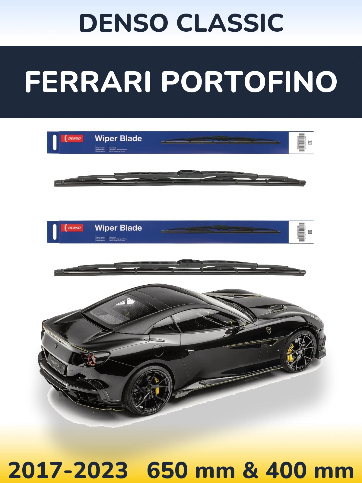 Komplet przednich wycieraczek Denso Classic 650 & 400 mm do Ferrari Portofino 2017-2023