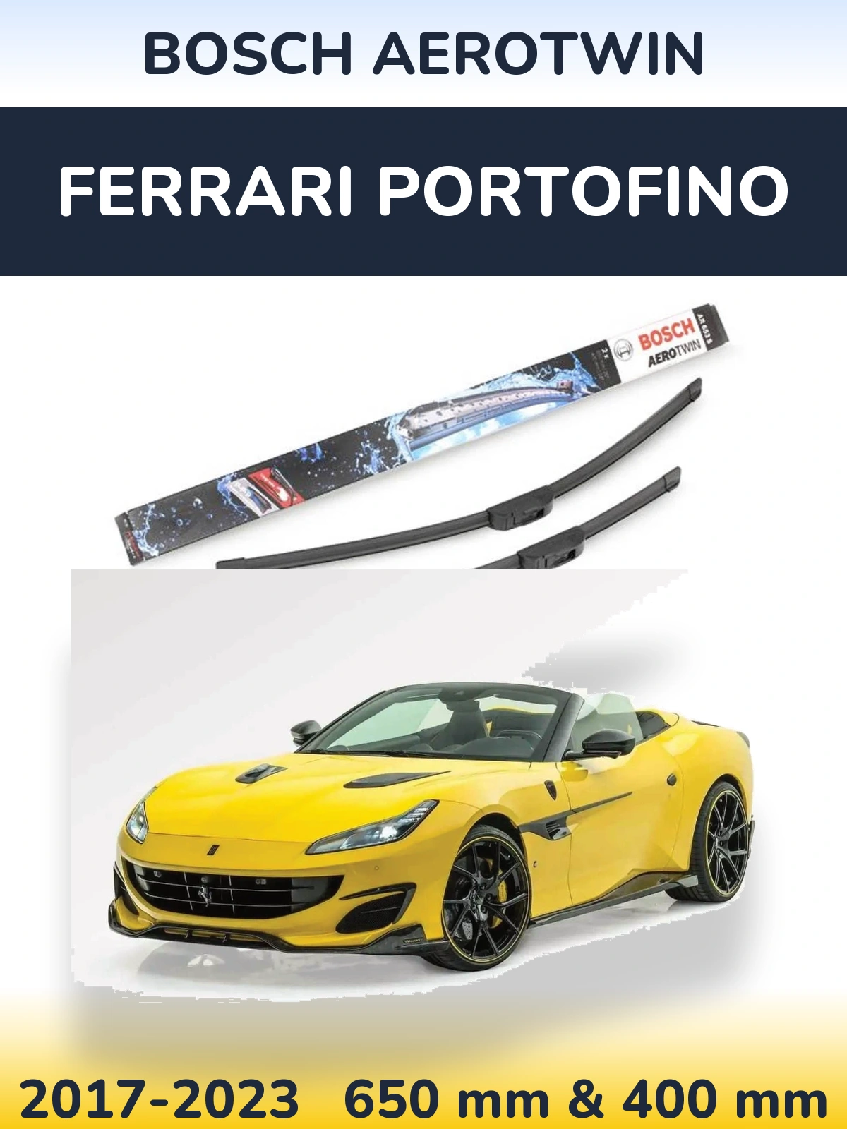 Комплект передніх щіток BOSCH AeroTwin 650 & 400 мм для Ferrari Portofino 2017-2023
