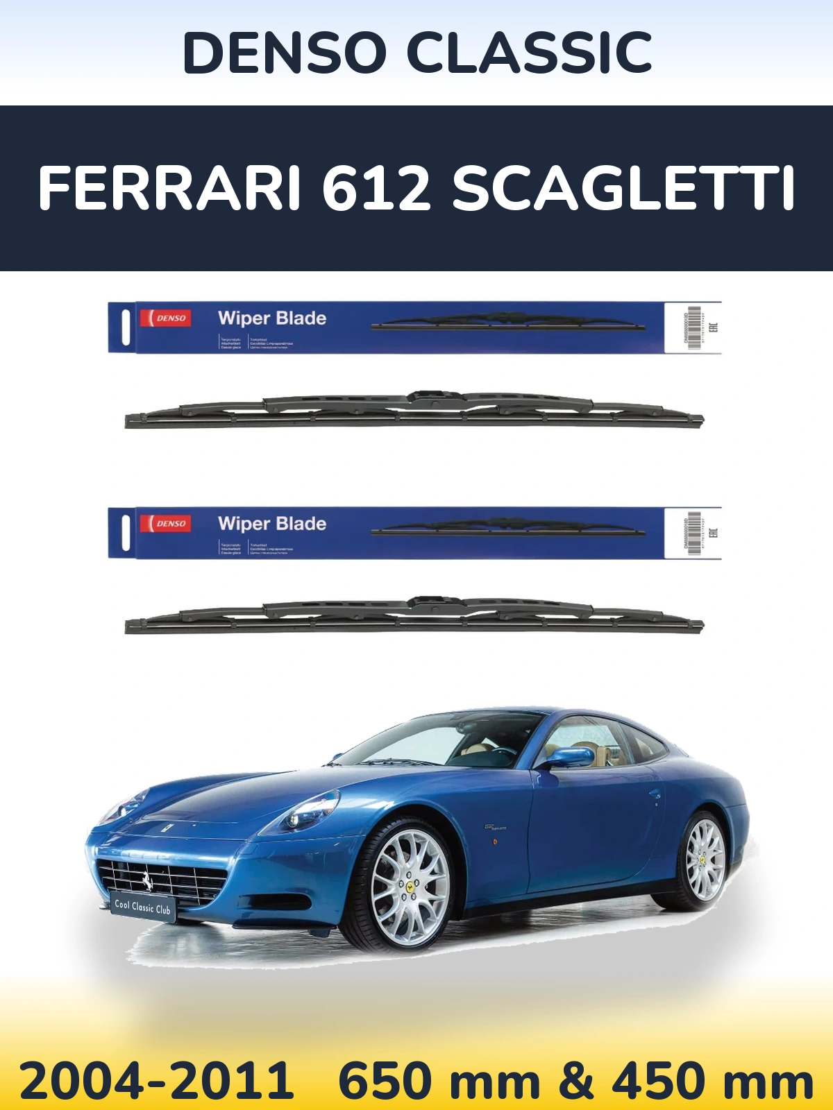 Komplet przednich wycieraczek Denso Classic 650 & 450 mm do Ferrari 612 Scagletti 2004-2011