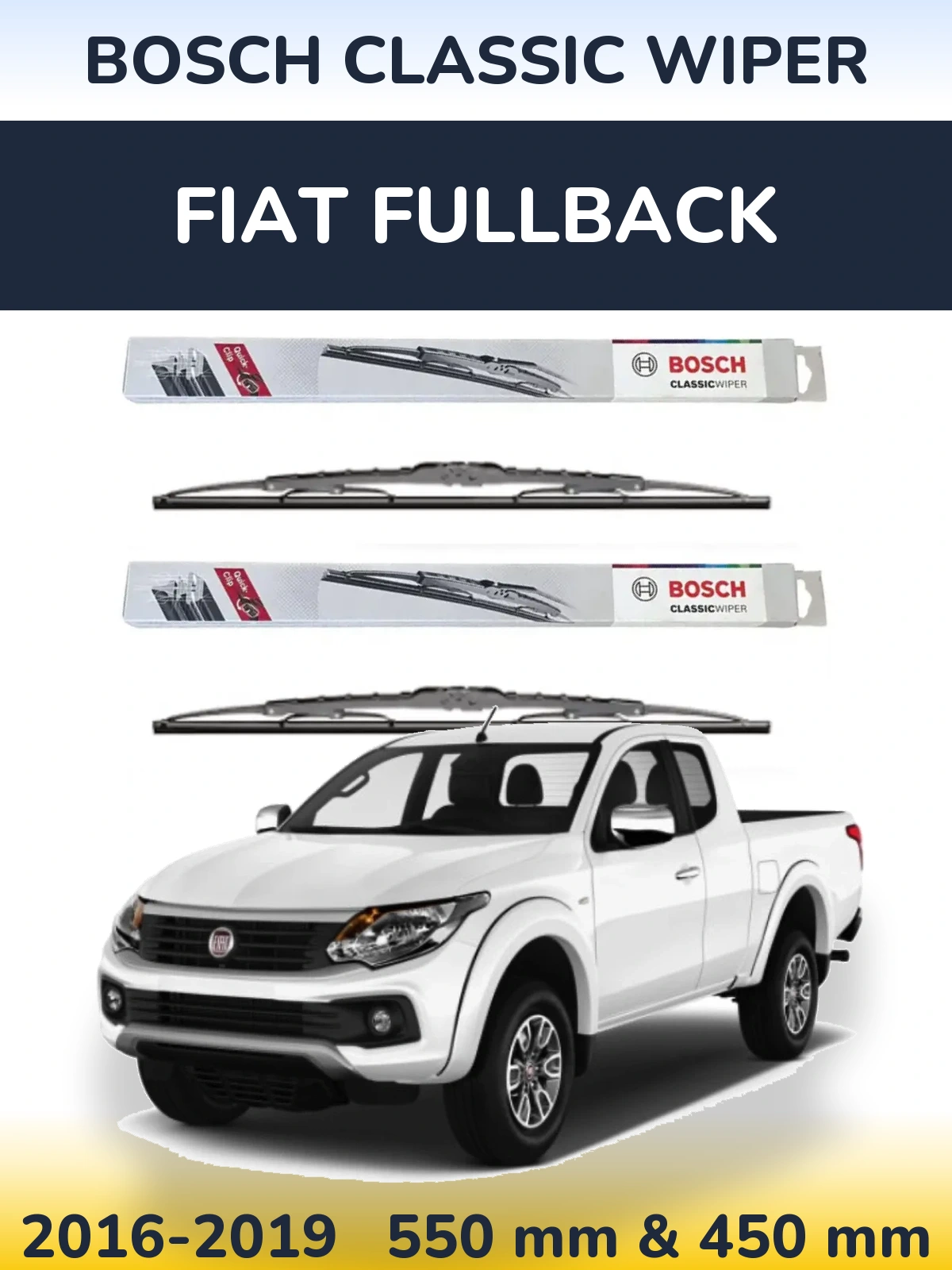 Комплект передніх щіток BOSCH Classic Wiper 550 & 450 мм для Fiat Fullback 2016-2019