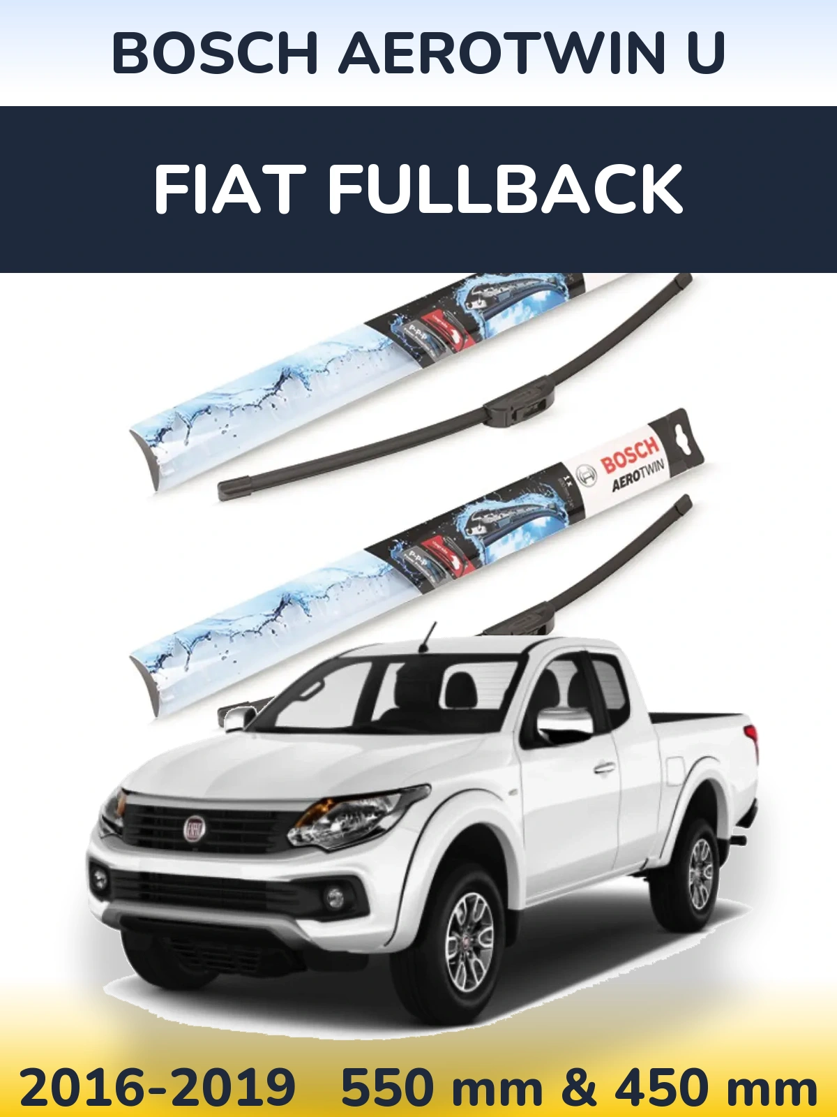 Комплект передних дворников BOSCH AeroTwin U 550 & 450 мм для Fiat Fullback 2016-2019