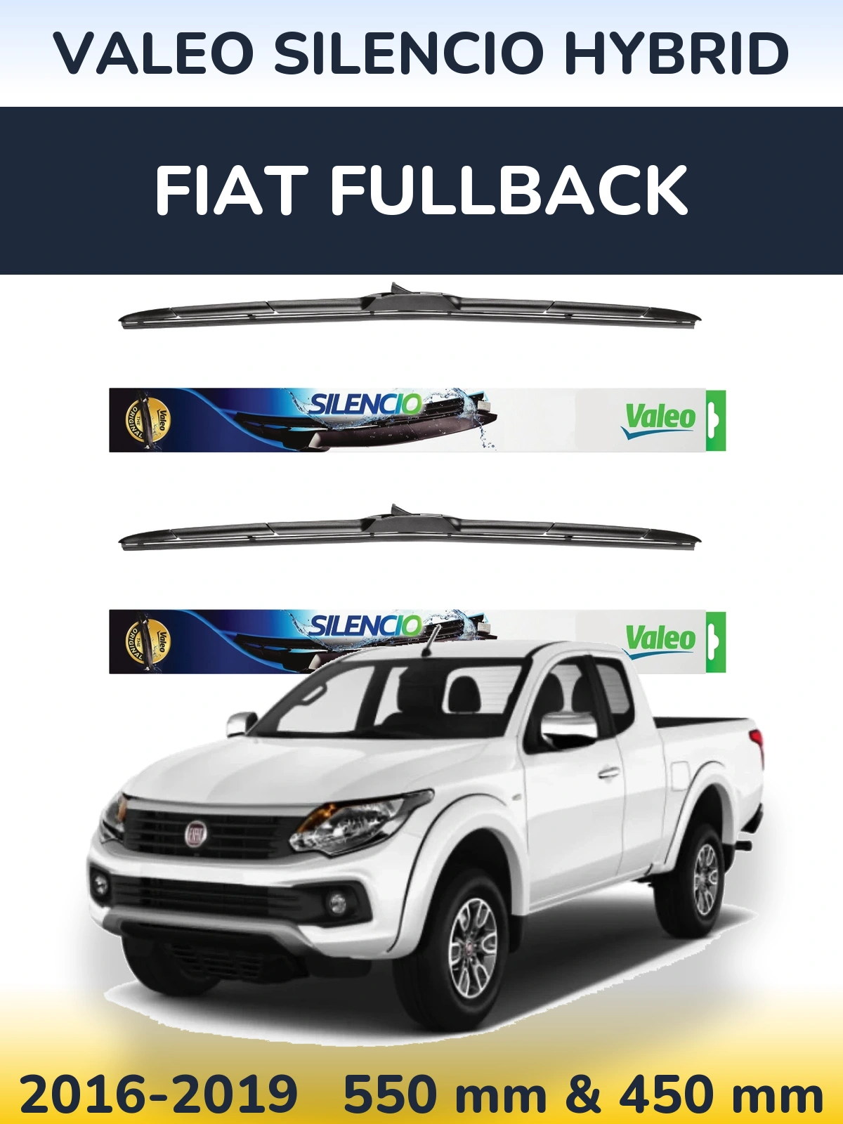 Комплект передніх щіток Valeo Silencio Hybrid 550 & 450 мм для Fiat Fullback 2016-2019