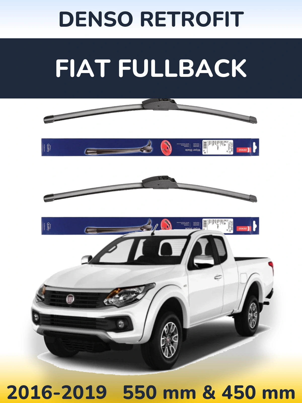 Комплект передніх щіток Denso Retrofit 550 & 450 мм для Fiat Fullback 2016-2019