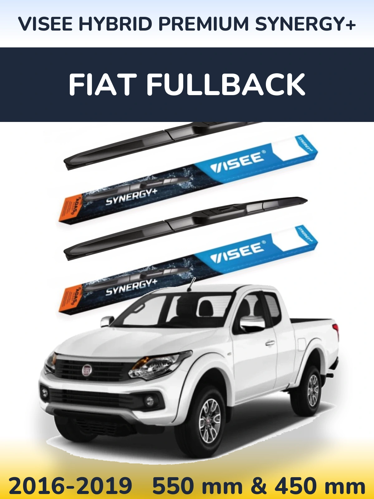 Комплект передніх щіток VISEE HYBRID PREMIUM SYNERGY+ 550 & 450 мм для Fiat Fullback 2016-2019