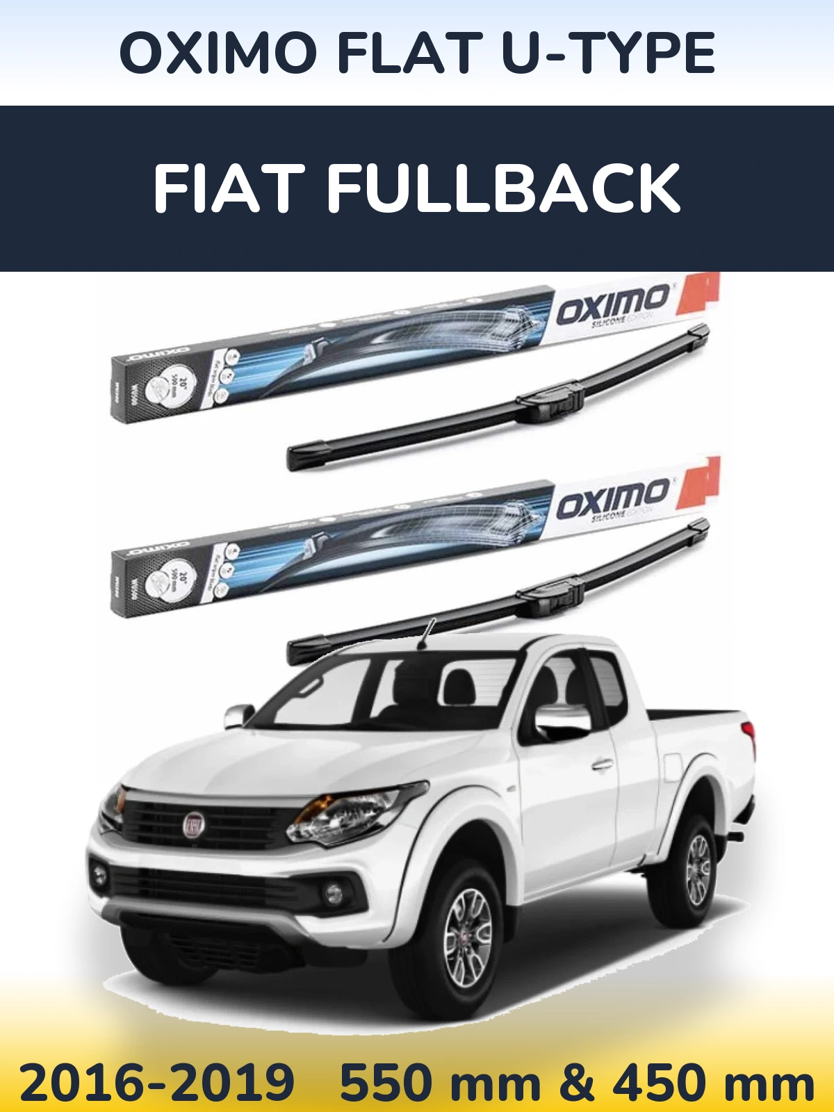Комплект передних дворников Oximo Flat U-type 550 & 450 мм для Fiat Fullback 2016-2019