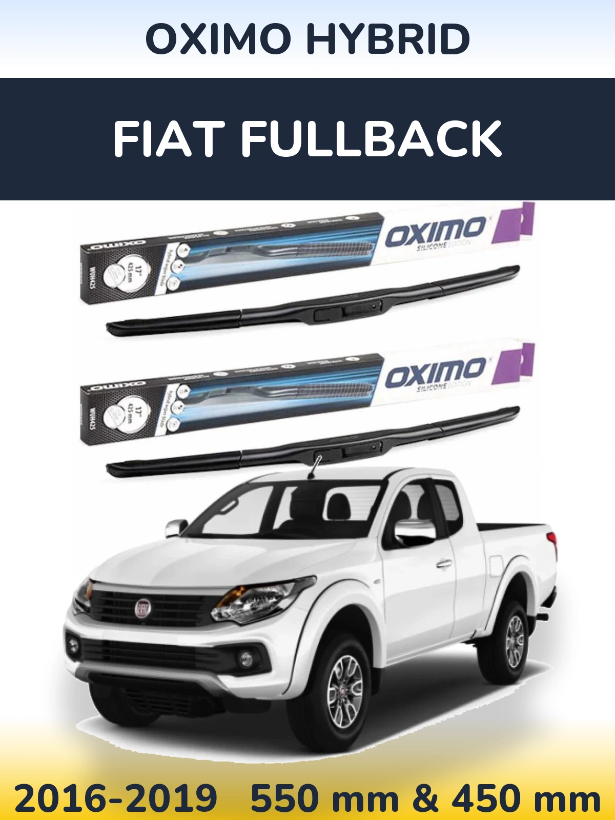 Комплект передних дворников Oximo Hybrid 550 & 450 мм для Fiat Fullback 2016-2019