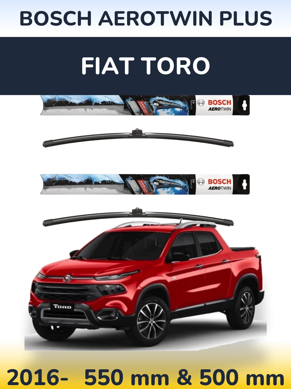 Комплект передніх щіток BOSCH AeroTwin Plus 550 & 500 мм для Fiat Toro 2016-2026