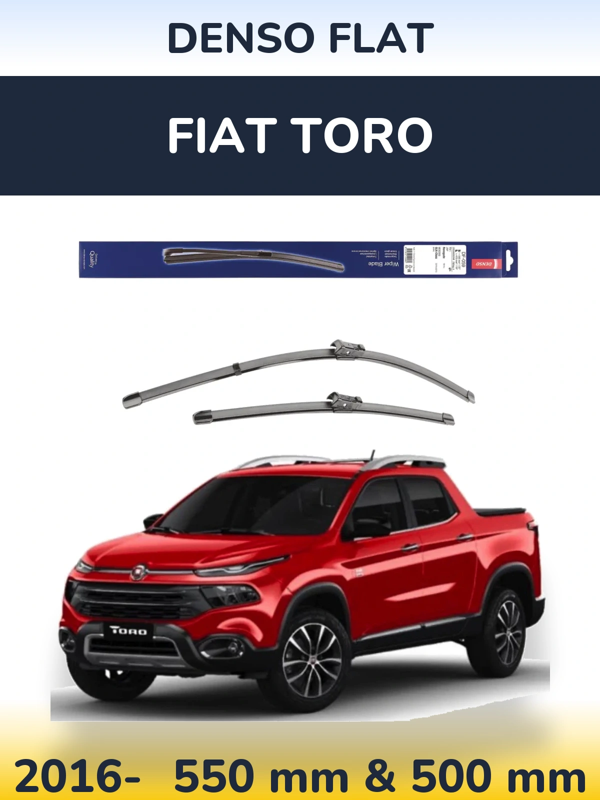 Комплект передних дворников Denso Flat 550 & 475 мм для Fiat Toro 2016-2026