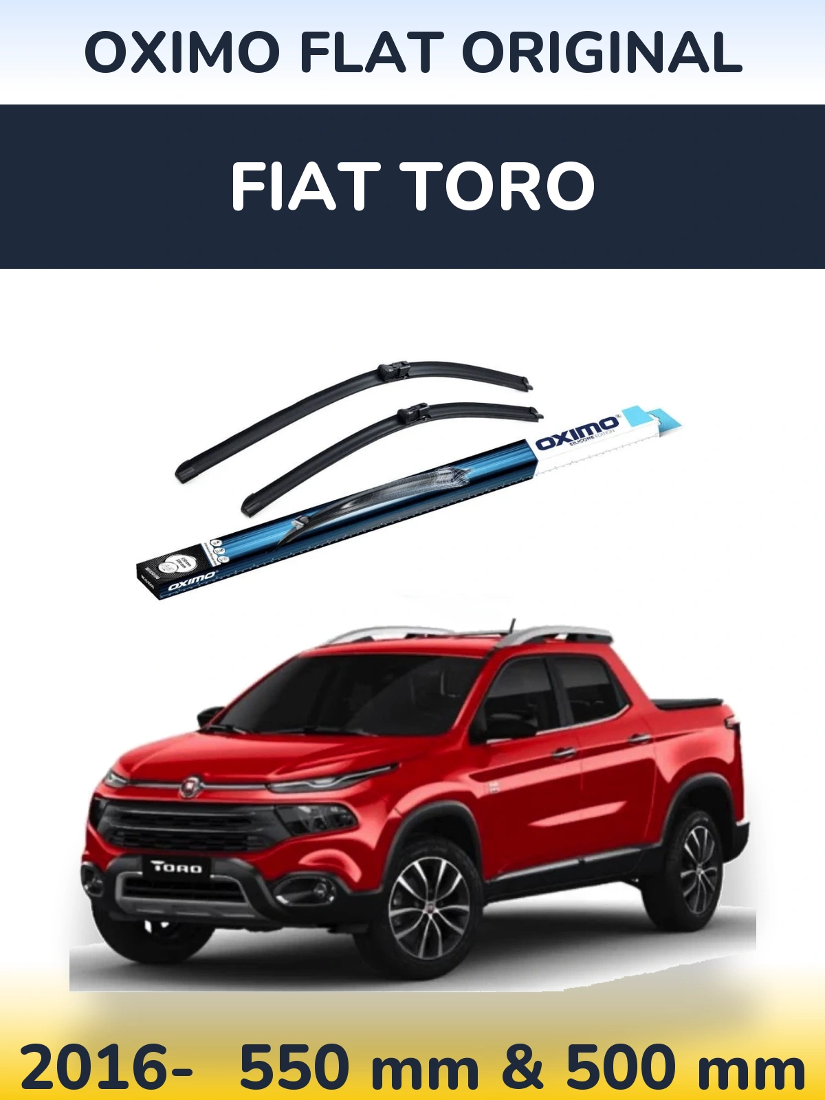 Комплект передних дворников Oximo Flat Original 550 & 500 мм для Fiat Toro 2016-2026