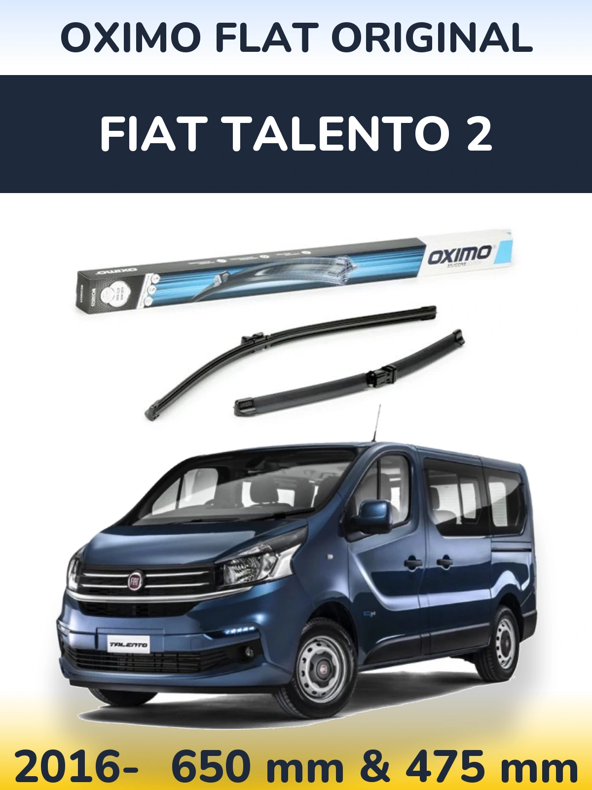 Komplet przednich wycieraczek Oximo Flat Original 650 & 475 mm do Fiat Talento 2 2016-2026