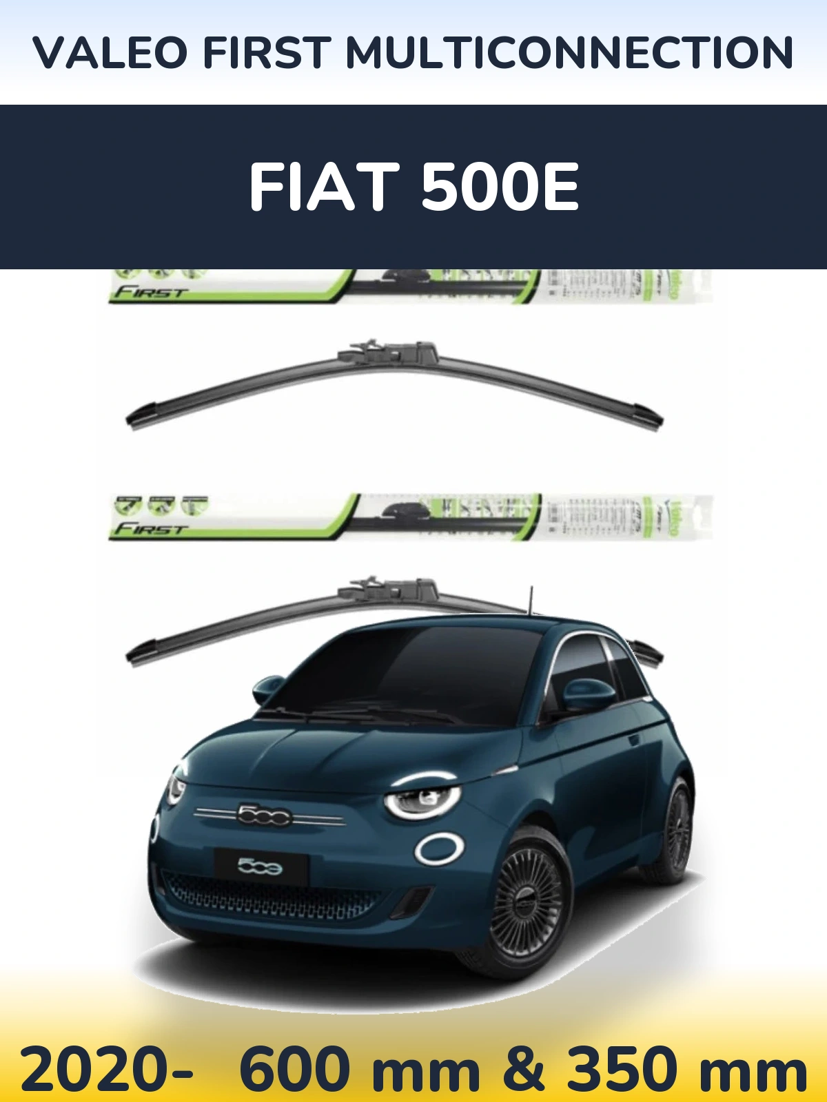 Комплект передних дворников Valeo First MultiConnection 600 & 350 мм для Fiat 500e 2020-2026