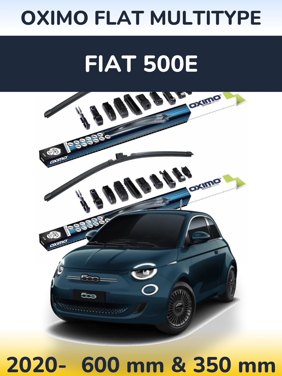 Комплект передних дворников Oximo Flat MultiТипe 600 & 350 мм для Fiat 500e 2020-2026