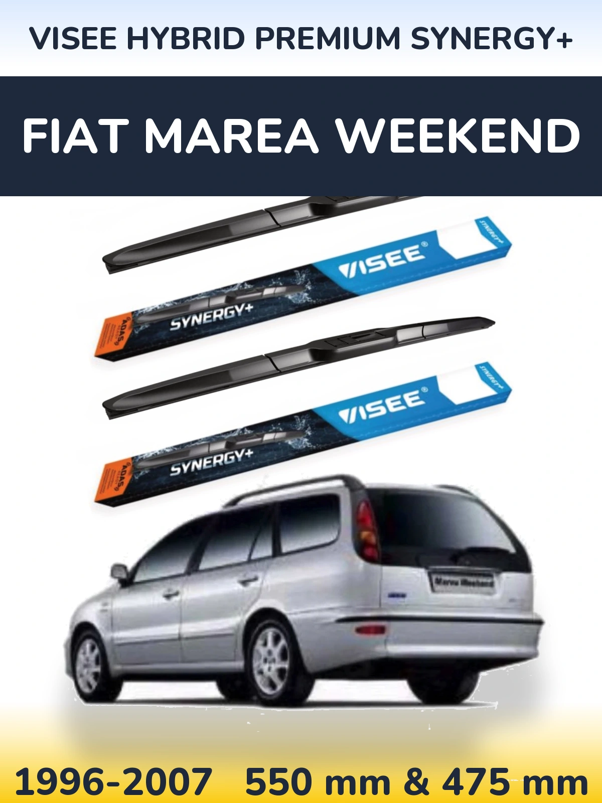 Комплект передніх щіток VISEE HYBRID PREMIUM SYNERGY+ 550 & 475 мм для Fiat Marea Weekend 1996-2007