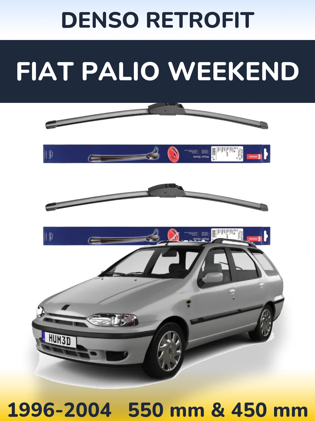 Комплект передніх щіток Denso Retrofit 550 & 450 мм для Fiat Palio Weekend 1996-2004