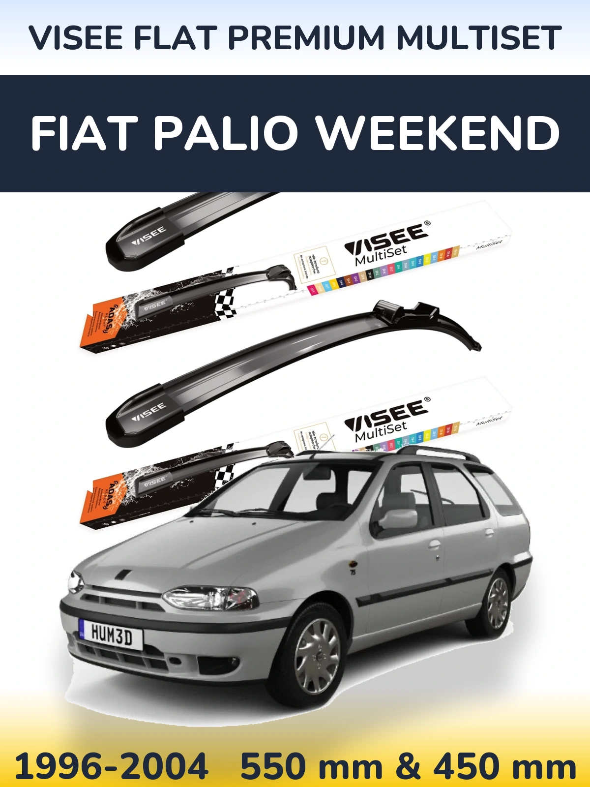 Комплект передних дворников VISEE FLAT PREMIUM MultiSet 550 & 450 мм для Fiat Palio Weekend 1996-2004