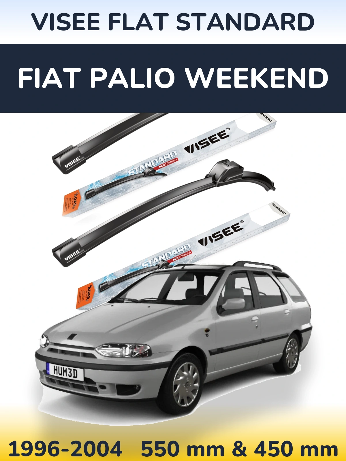 Komplet przednich wycieraczek VISEE FLAT STANDARD 550 & 450 mm do Fiat Palio Weekend 1996-2004