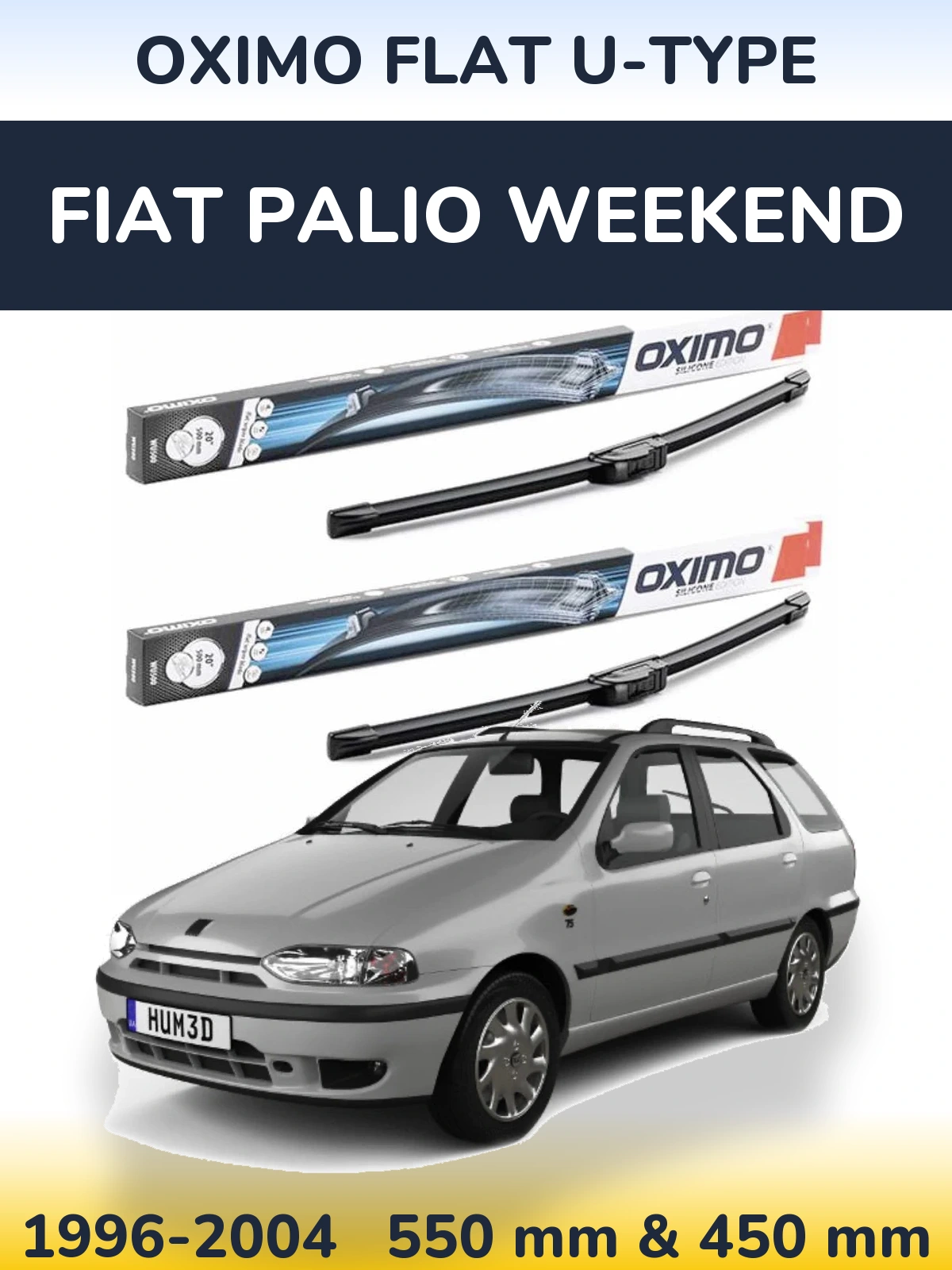Front wiper blade set Oximo Flat U-type 550 & 450 mm for Fiat Palio Weekend 1996-2004