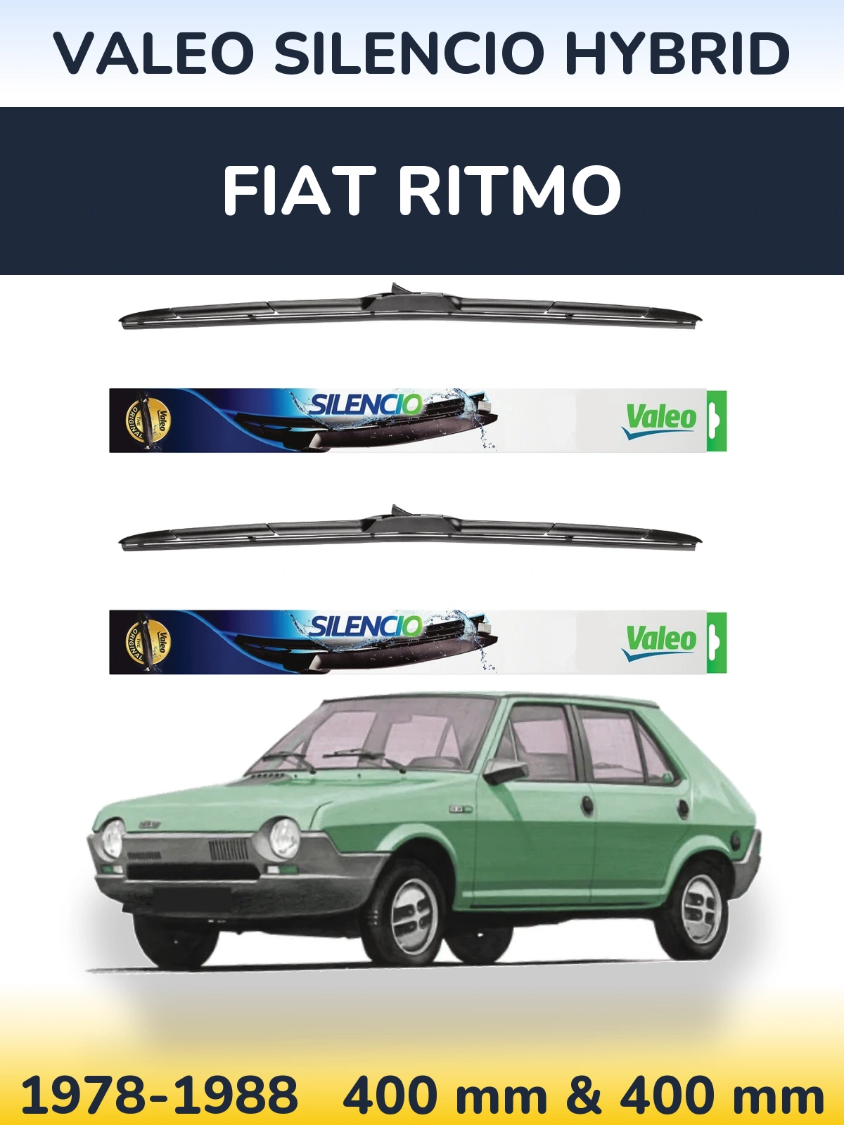 Комплект передних дворников Valeo Silencio Hybrid 400 & 400 мм для Fiat Ritmo 1978-1988