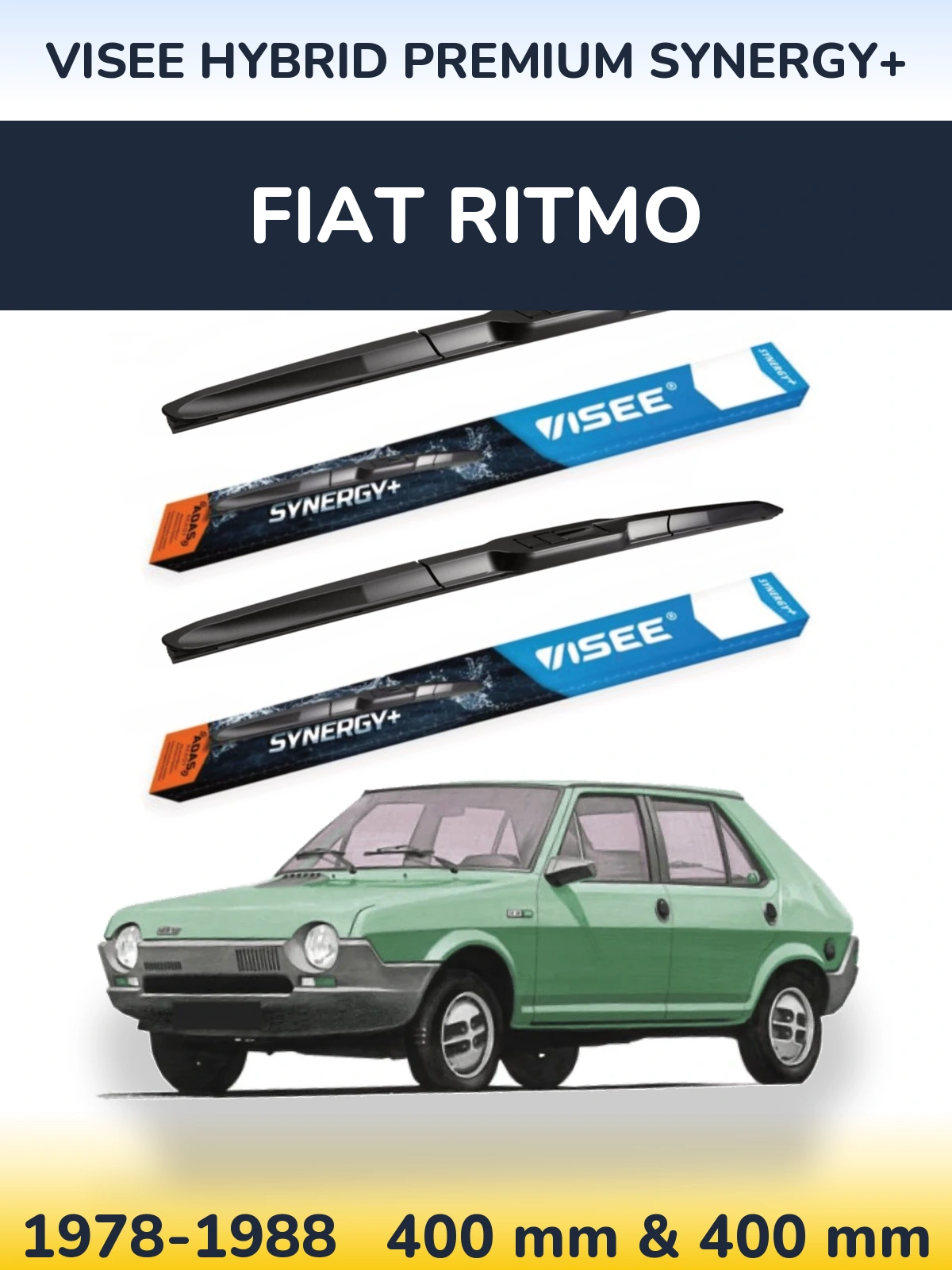 Комплект передних дворников VISEE HYBRID PREMIUM SYNERGY+ 400 & 400 мм для Fiat Ritmo 1978-1988