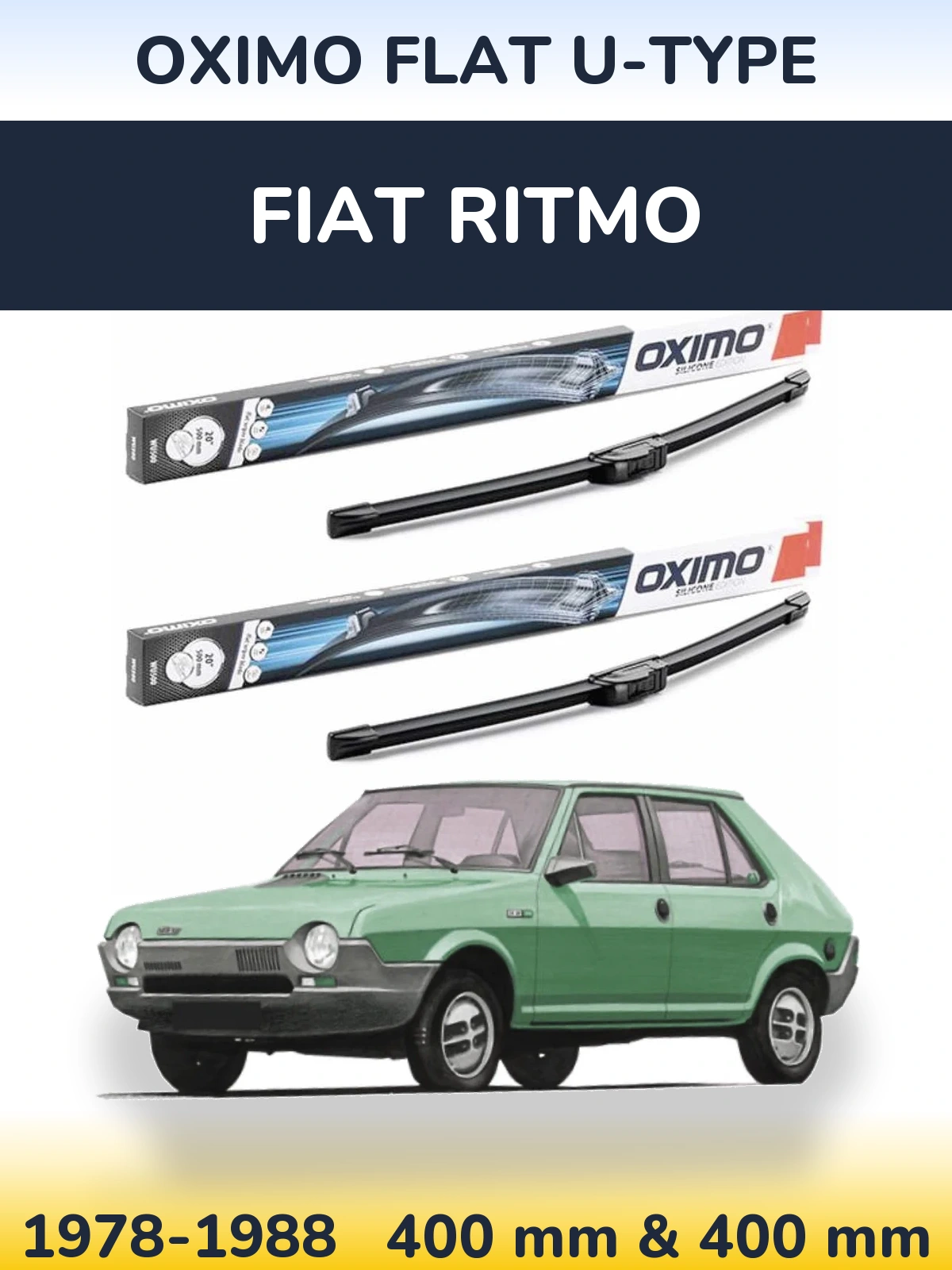 Komplet przednich wycieraczek Oximo Flat U-type 400 & 400 mm do Fiat Ritmo 1978-1988
