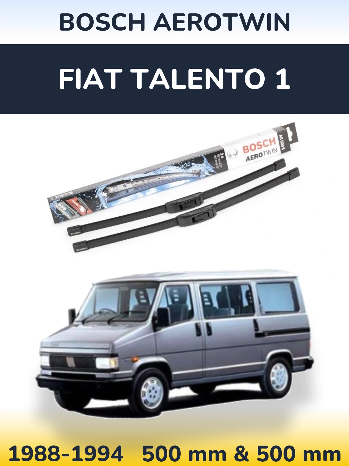 Комплект передніх щіток BOSCH AeroTwin 500 & 500 мм для Fiat Talento 1 1988-1994