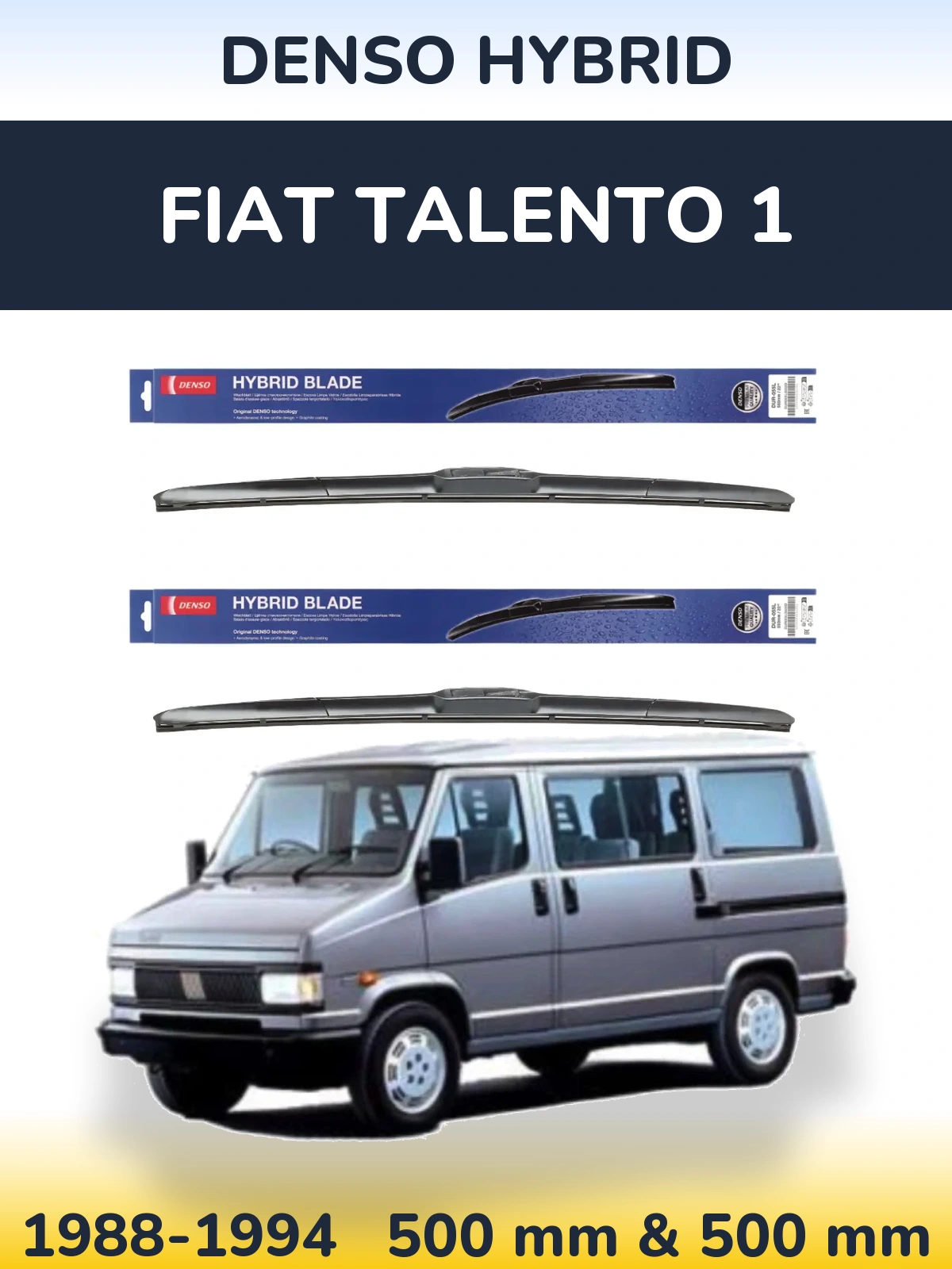 Комплект передніх щіток Denso Hybrid 500 & 500 мм для Fiat Talento 1 1988-1994