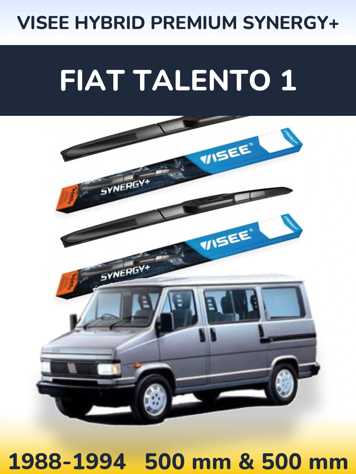 Комплект передніх щіток VISEE HYBRID PREMIUM SYNERGY+ 500 & 500 мм для Fiat Talento 1 1988-1994