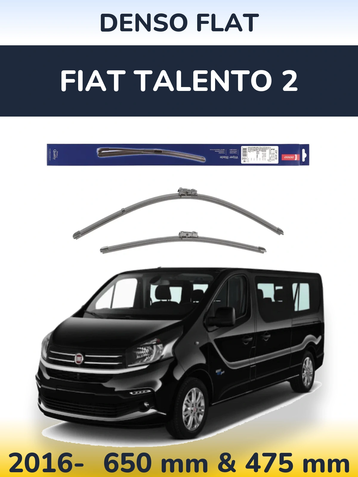 Комплект передних дворников Denso Flat 650 & 475 мм для Fiat Talento 2 2016-2026