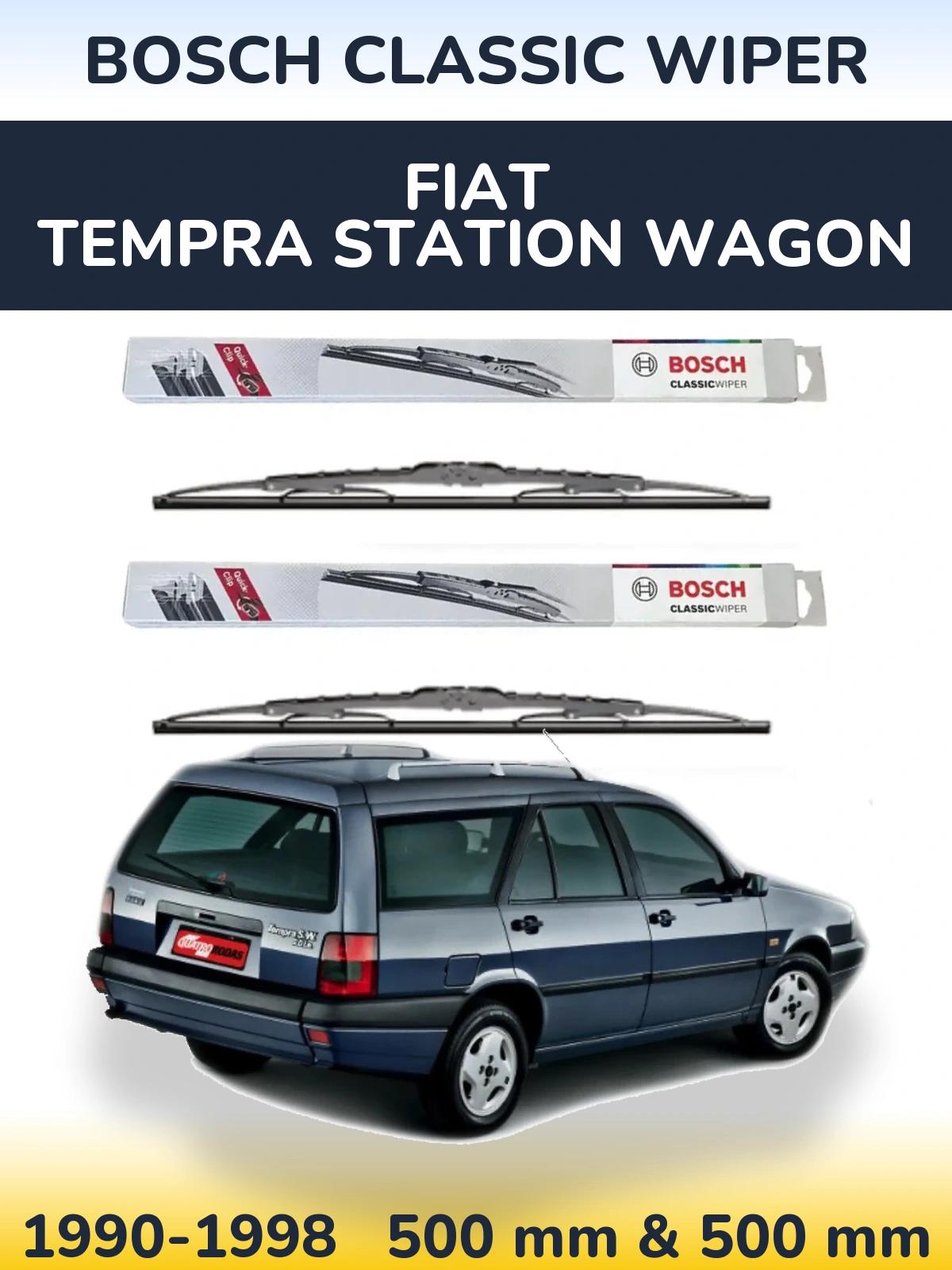 Komplet przednich wycieraczek BOSCH Classic Wiper 500 & 500 mm do Fiat Tempra Station Wagon 1990-1998