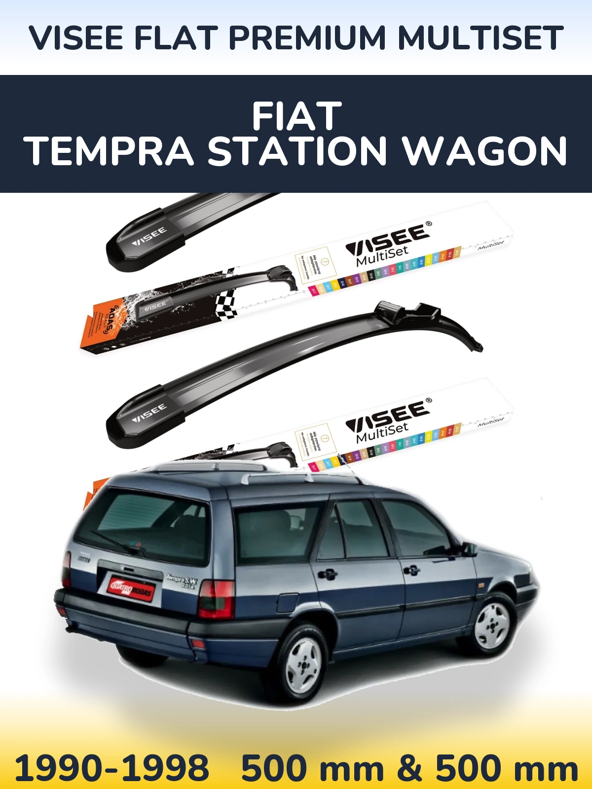 Комплект передних дворников VISEE FLAT PREMIUM MultiSet 500 & 500 мм для Fiat Tempra Station Wagon 1990-1998