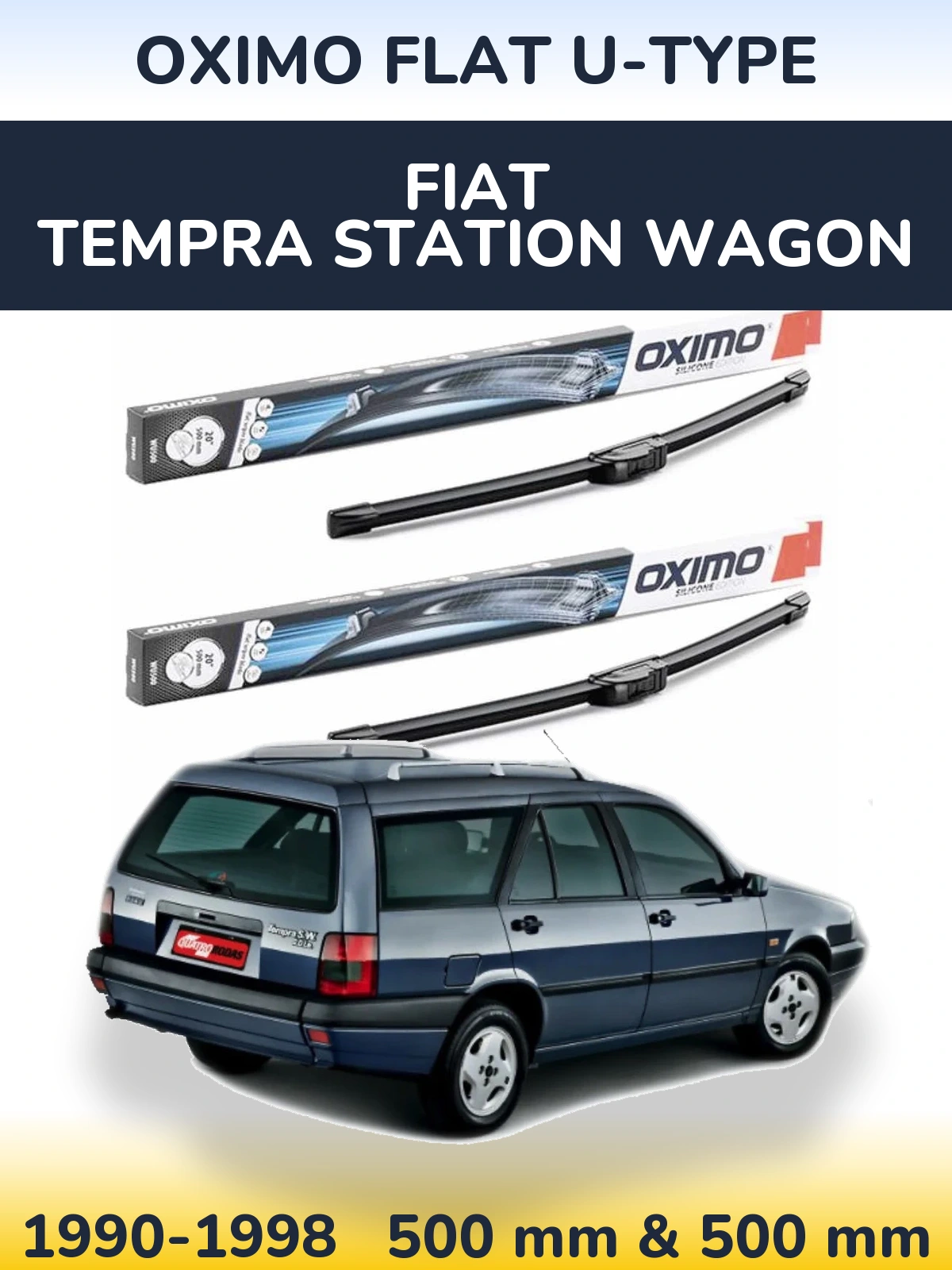 Комплект передніх щіток Oximo Flat U-type 500 & 500 мм для Fiat Tempra Station Wagon 1990-1998