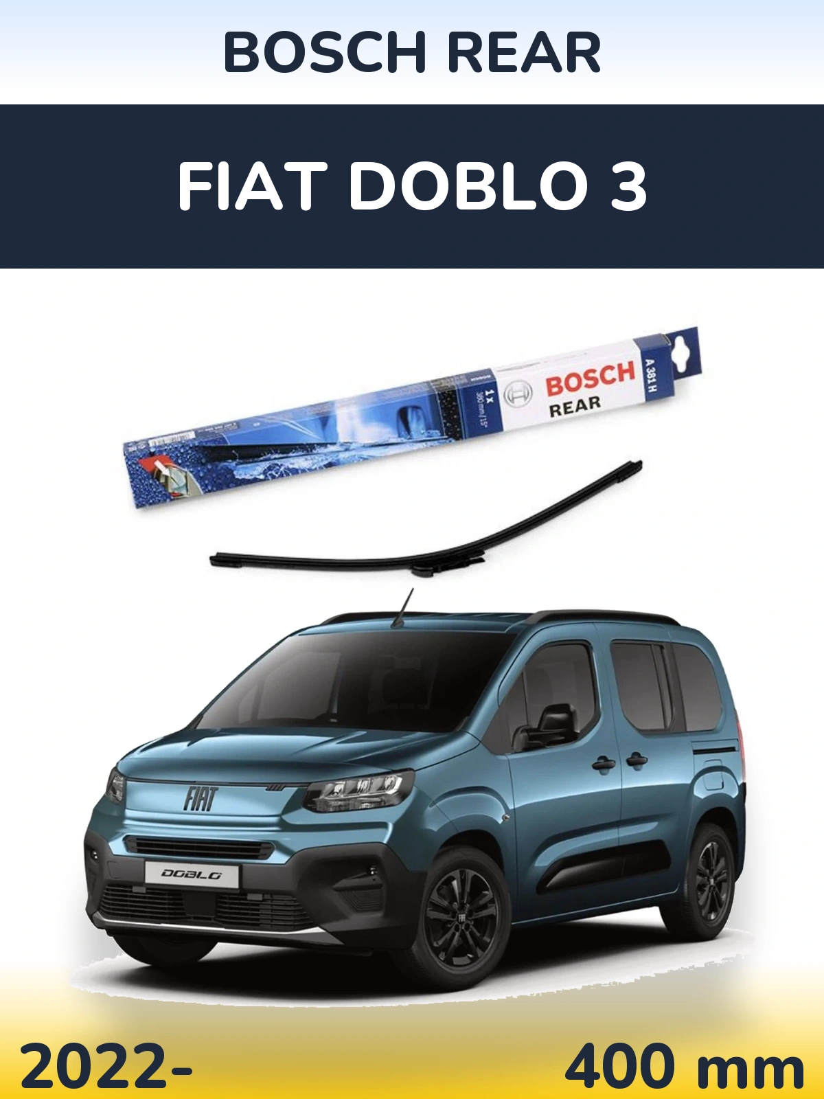 Задня щітка BOSCH Rear 380 мм для Fiat Doblo 3 2022-2026