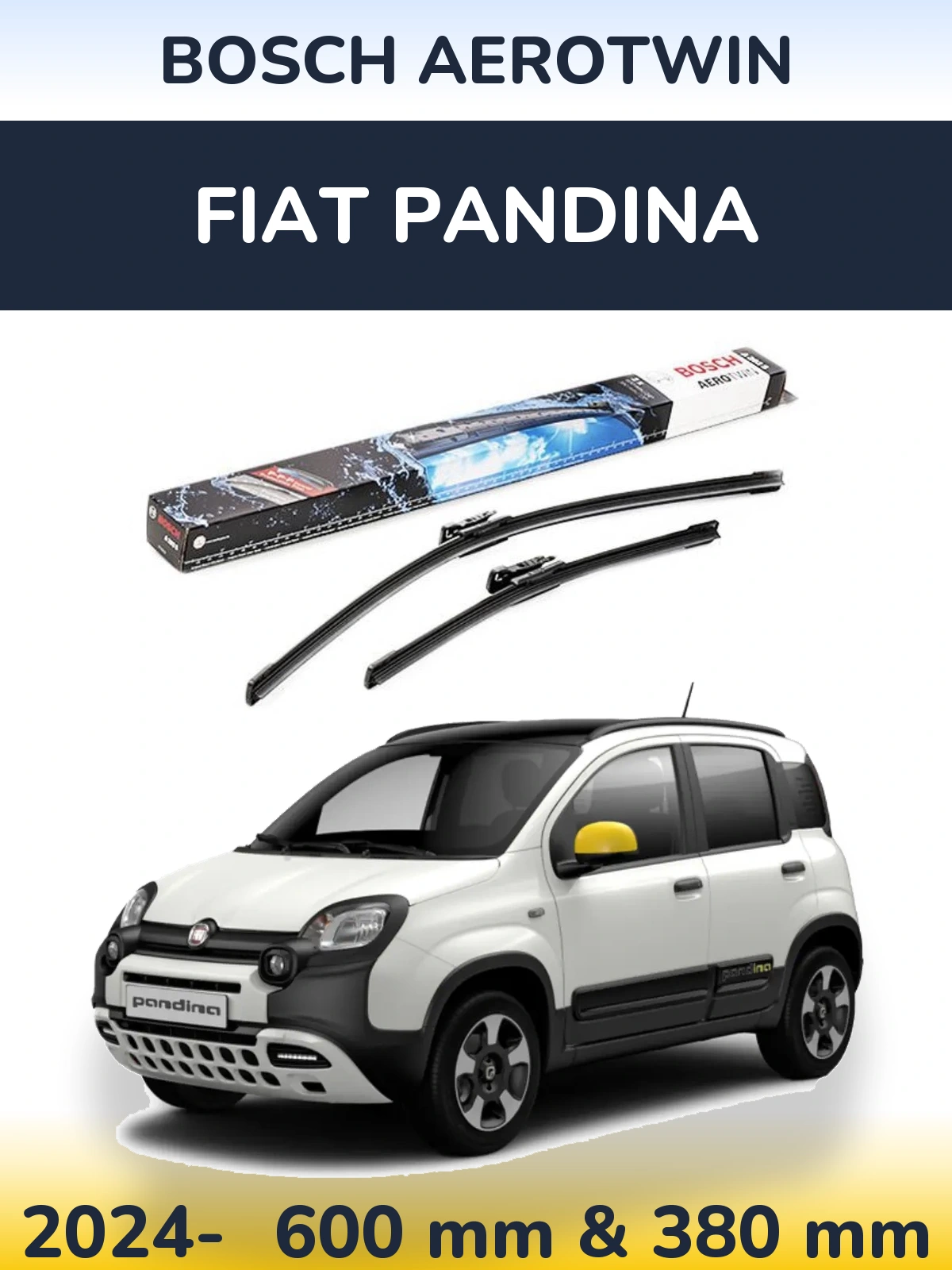 Komplet przednich wycieraczek BOSCH AeroTwin 600 & 380 mm do Fiat Pandina 2024-2026