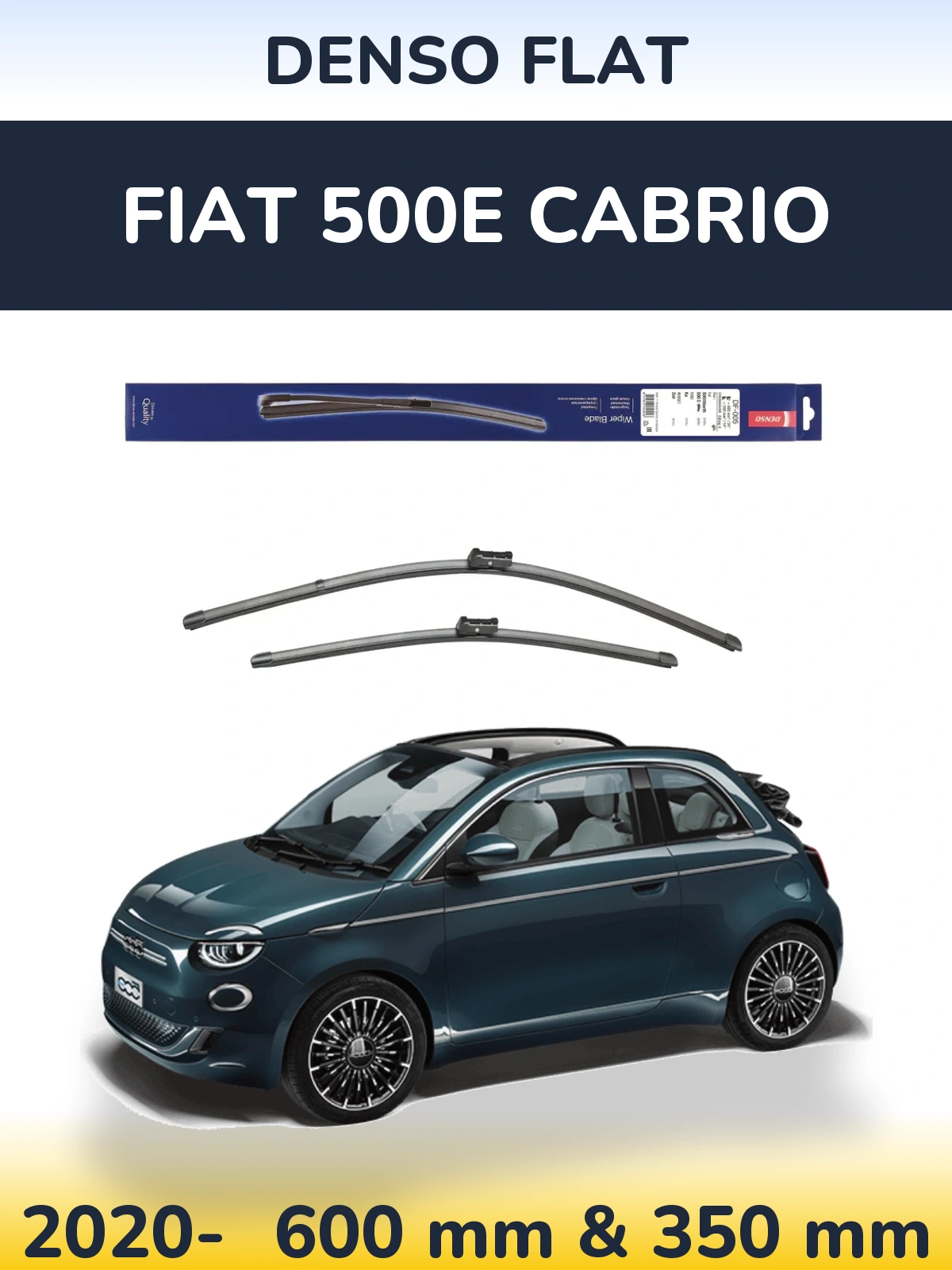 Komplet przednich wycieraczek Denso Flat 600 & 350 mm do Fiat 500e Cabrio 2020-2026