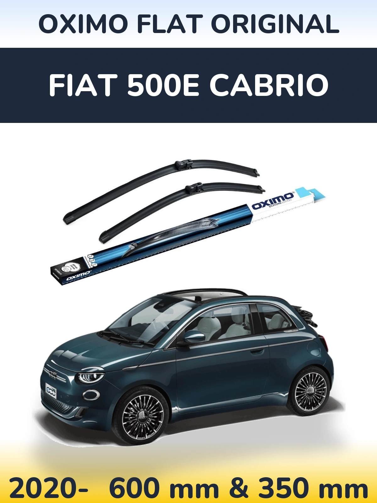 Komplet przednich wycieraczek Oximo Flat Original 600 & 350 mm do Fiat 500e Cabrio 2020-2026