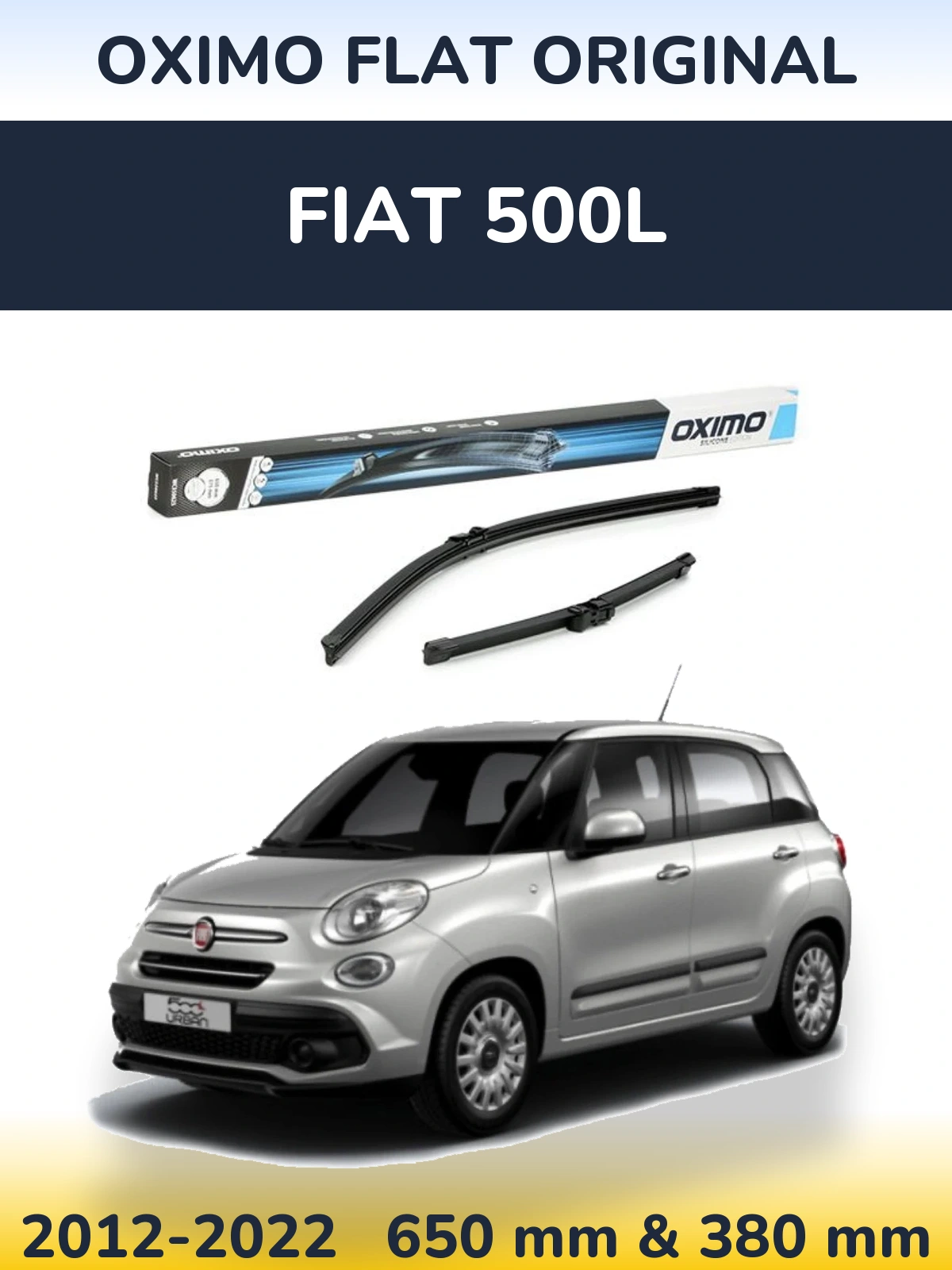 Комплект передніх щіток Oximo Flat Original 650 & 375 мм для Fiat 500L 2012-2022