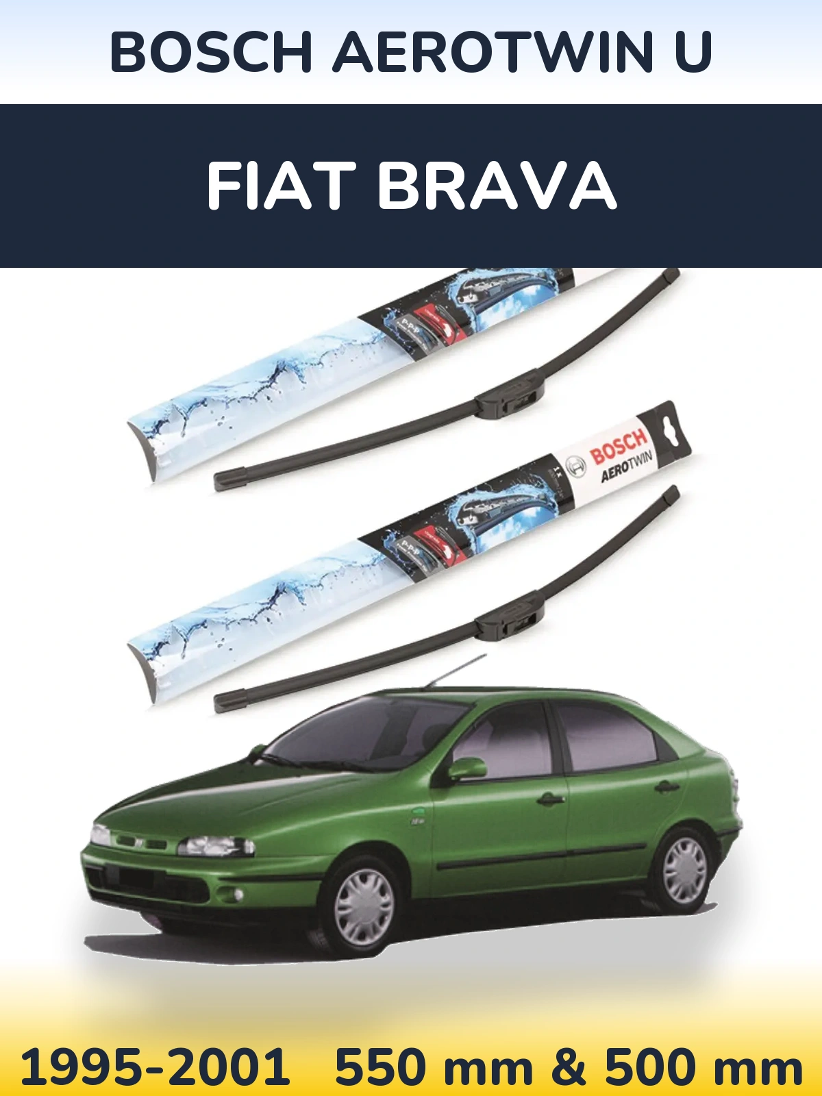 Комплект передних дворников BOSCH AeroTwin U 550 & 500 мм для Fiat Brava 1995-2001