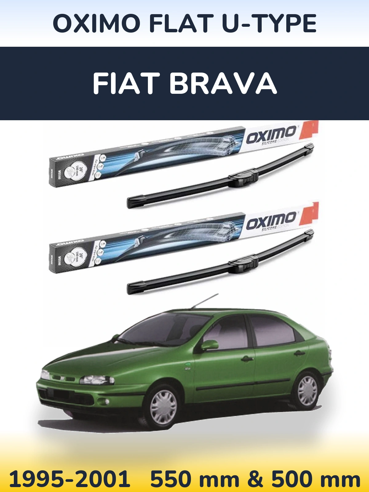 Komplet przednich wycieraczek Oximo Flat U-type 550 & 500 mm do Fiat Brava 1995-2001