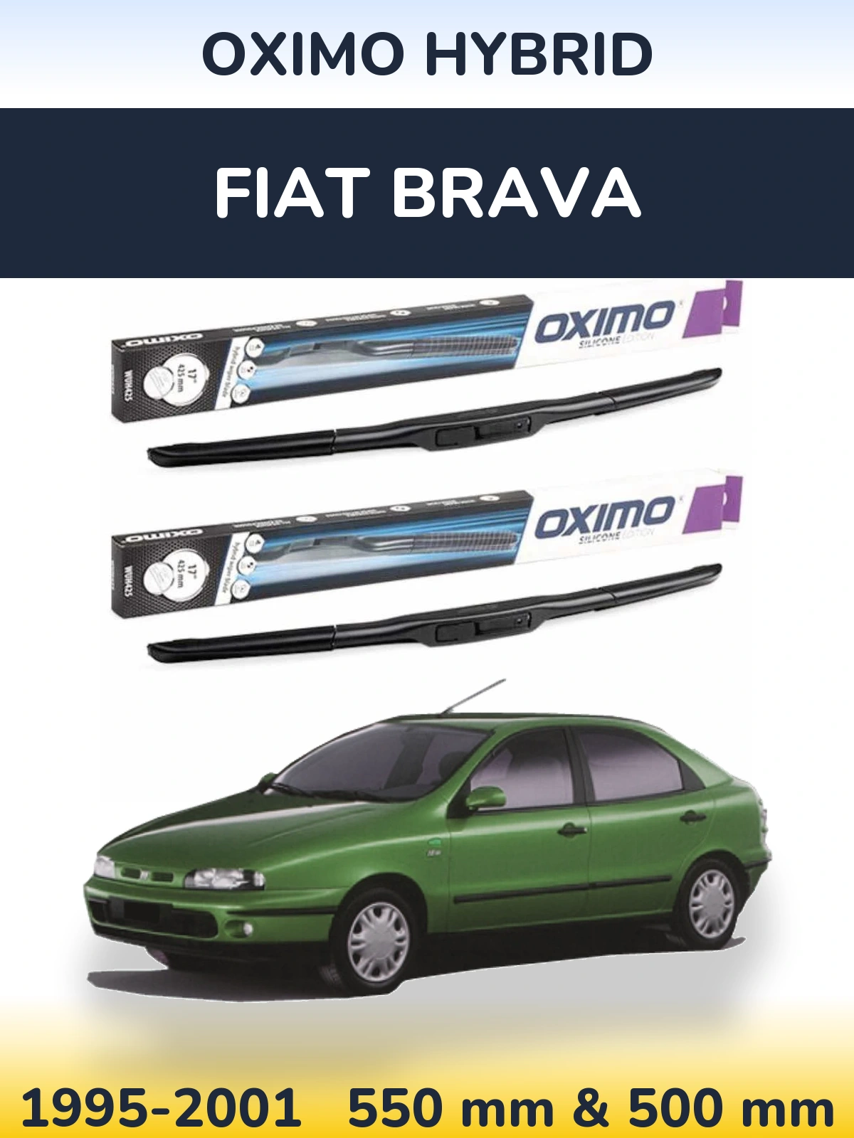 Front wiper blade set Oximo Hybrid 550 & 500 mm for Fiat Brava 1995-2001