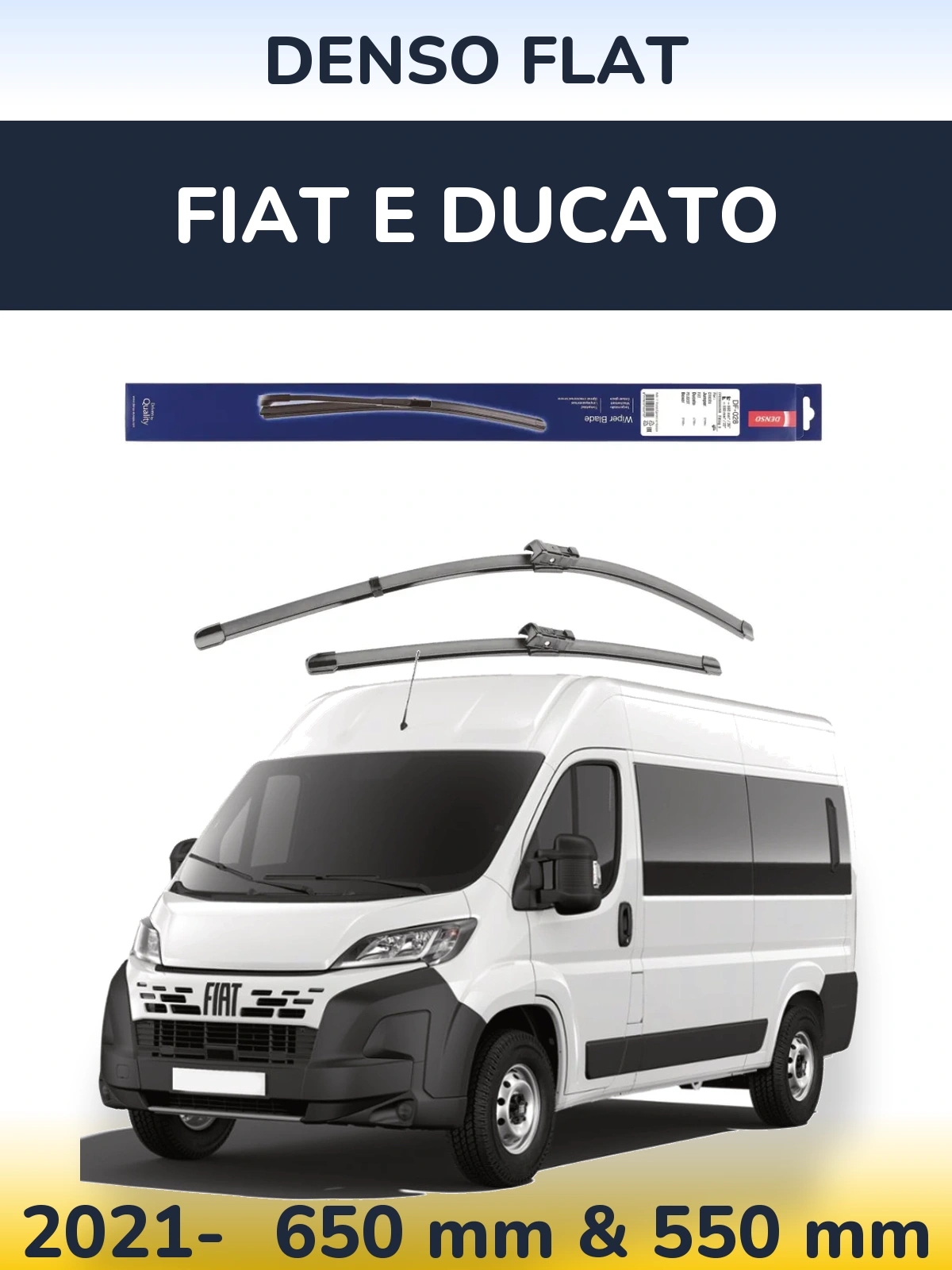Komplet przednich wycieraczek Denso Flat 650 & 550 mm do Fiat E Ducato 2021-2026