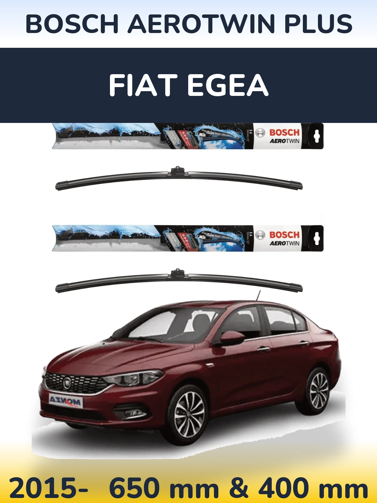 Komplet przednich wycieraczek BOSCH AeroTwin Plus 650 & 400 mm do Fiat Egea 2015-2026