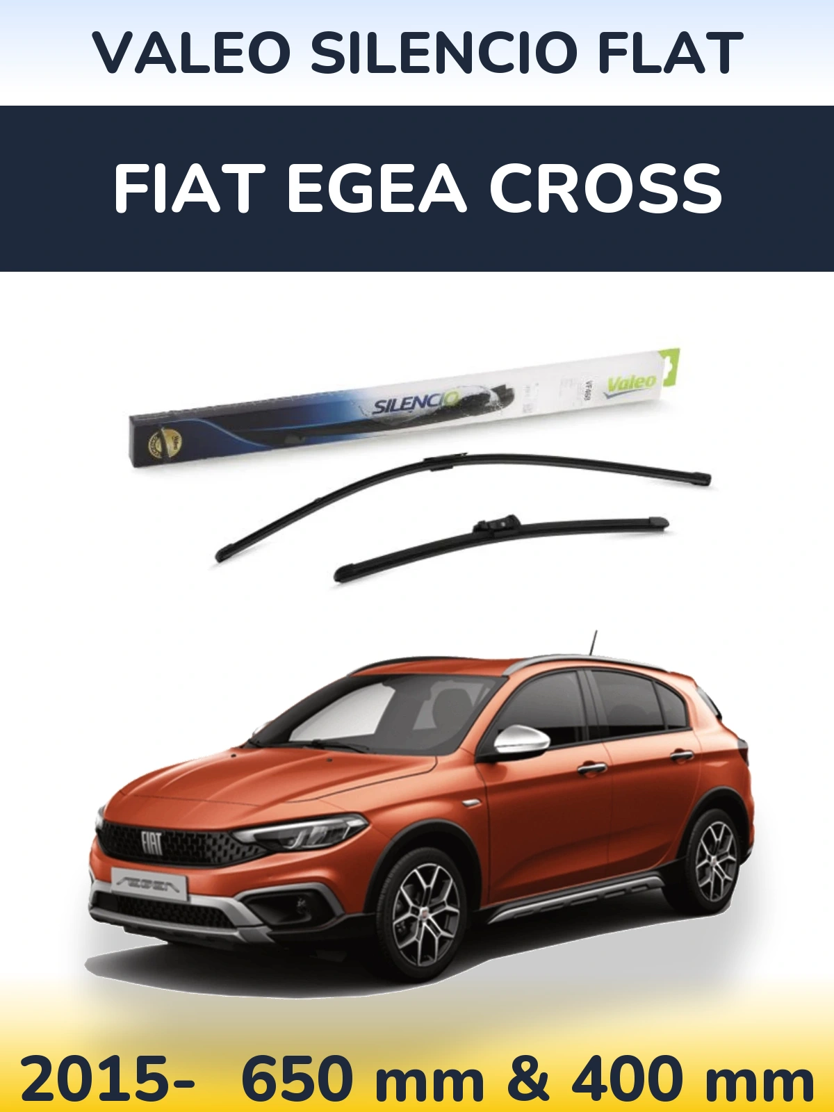 Komplet przednich wycieraczek Valeo Silencio Flat 650 & 400 mm do Fiat Egea Cross 2015-2026