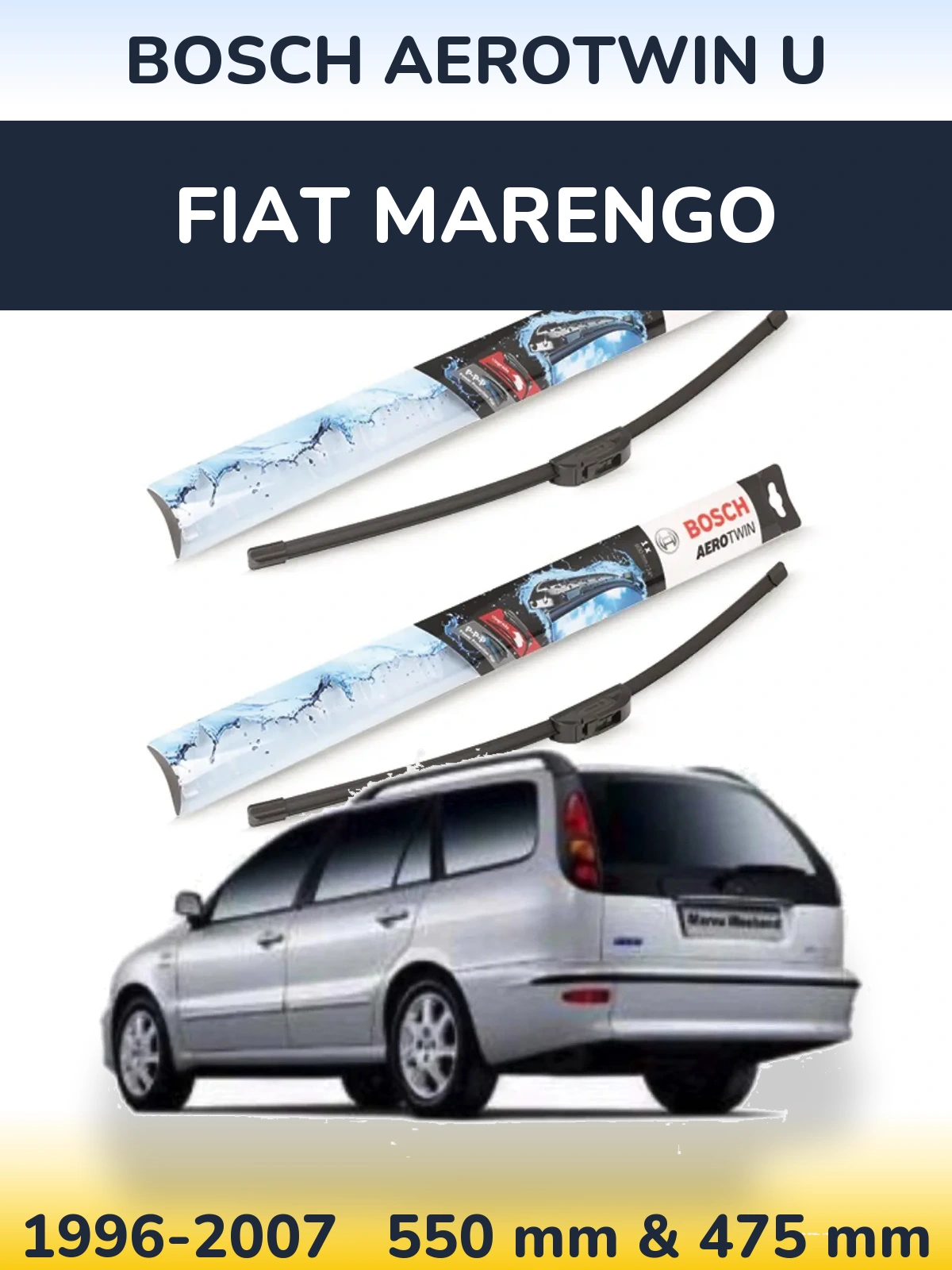 Комплект передних дворников BOSCH AeroTwin U 550 & 475 мм для Fiat Marengo 1996-2007