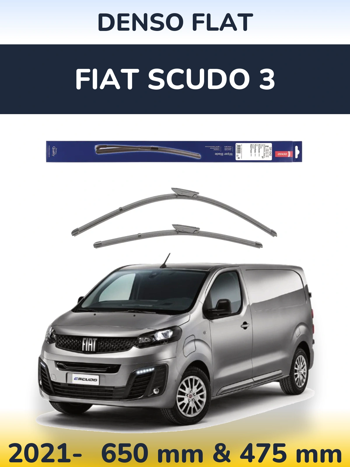 Комплект передних дворников Denso Flat 650 & 450 мм для Fiat Scudo 3 2021-2026