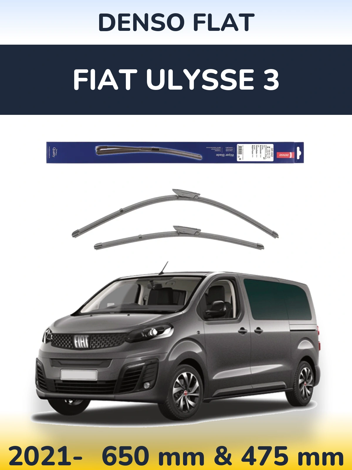 Front wiper blade set Denso Flat 650 & 450 mm for Fiat Ulysse 3 2021-2026