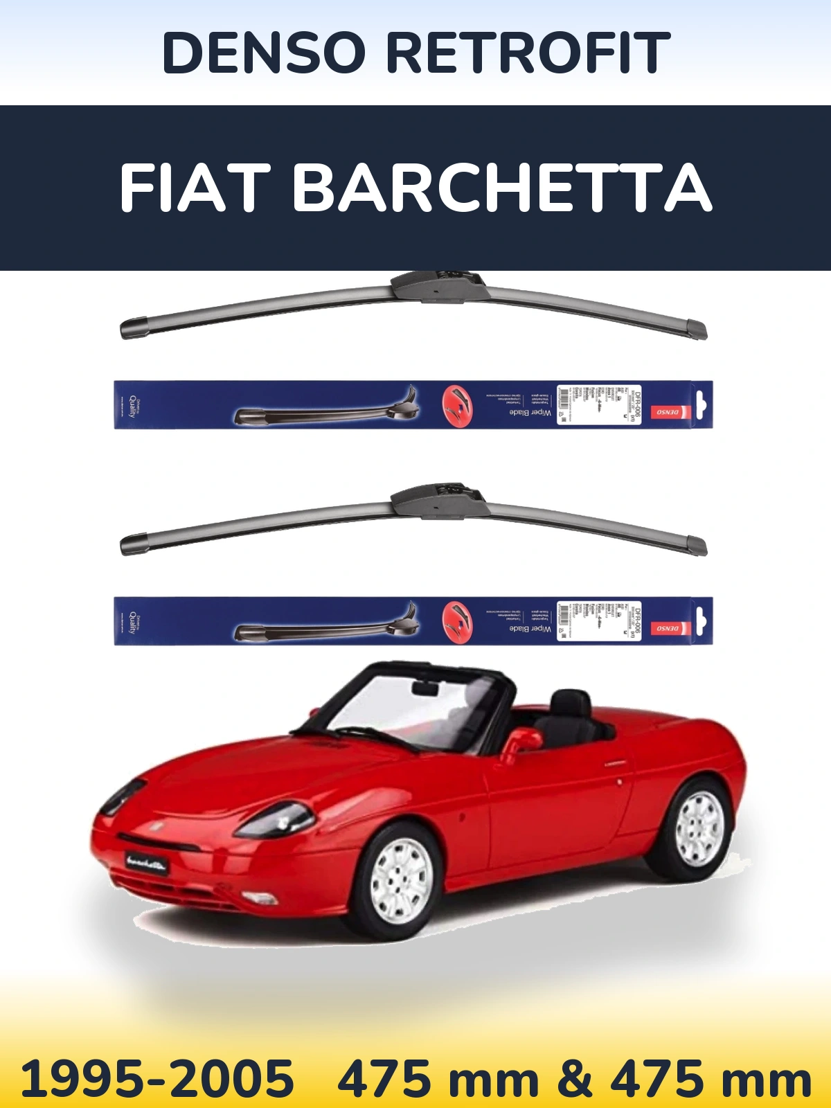 Комплект передних дворников Denso Retrofit 475 & 475 мм для Fiat Barchetta 1995-2005