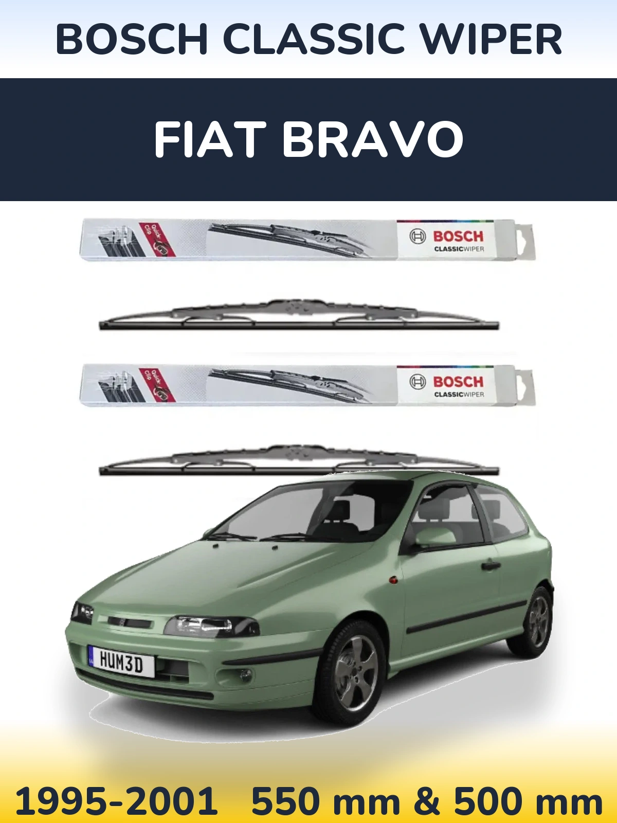 Комплект передніх щіток BOSCH Classic Wiper 550 & 500 мм для Fiat Bravo 1995-2001