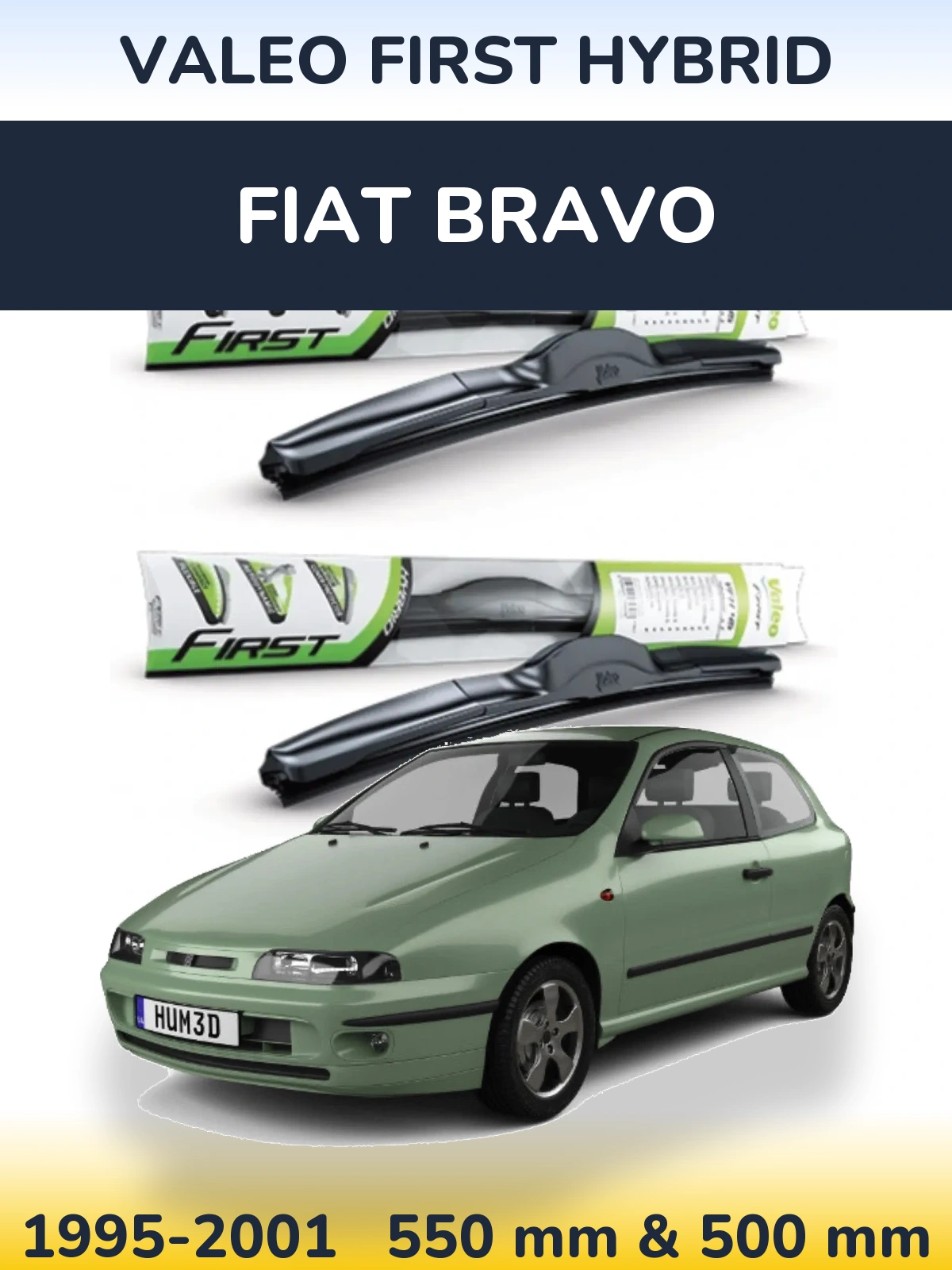 Komplet przednich wycieraczek Valeo First Hybrid 550 & 500 mm do Fiat Bravo 1995-2001