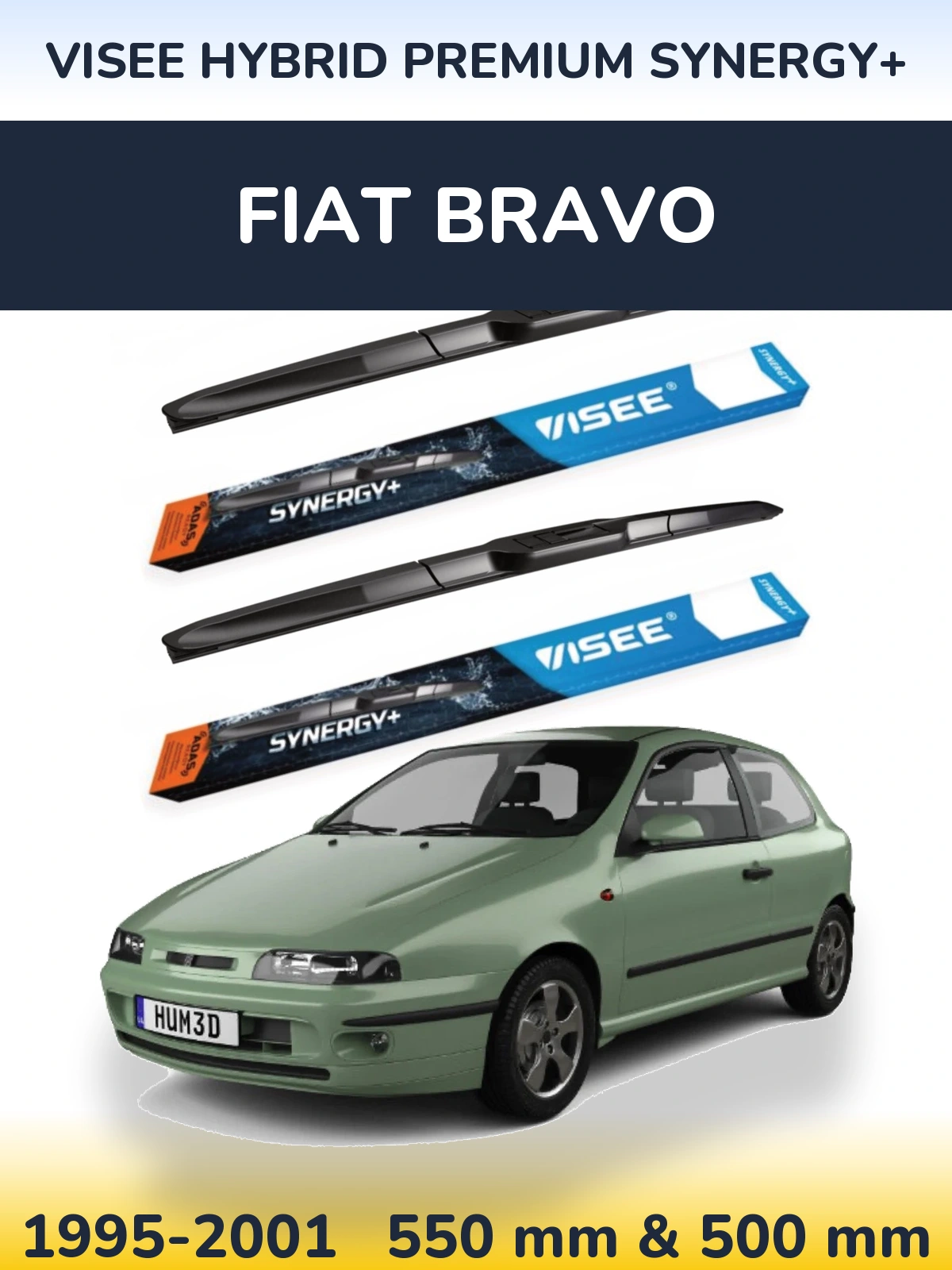 Komplet przednich wycieraczek VISEE HYBRID PREMIUM SYNERGY+ 550 & 500 mm do Fiat Bravo 1995-2001